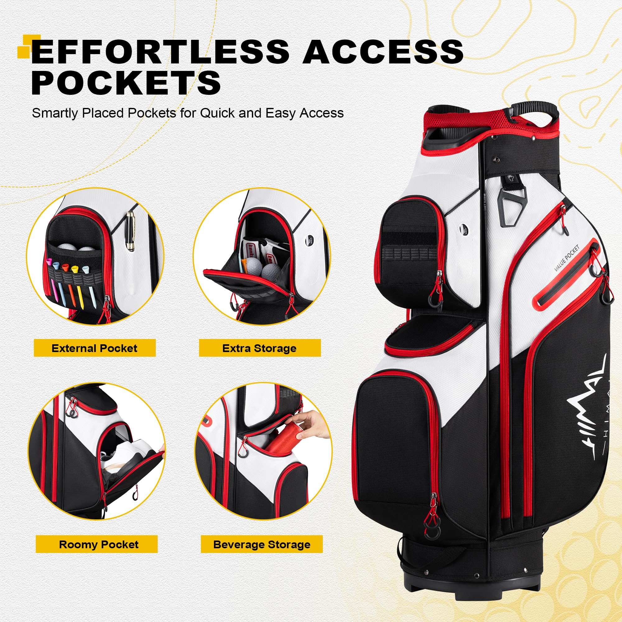 Premium 15-Way Golf Cart Bag with Organizer Divider Top, Comfortable Handles & Waterproof Rain Cover - Ideal for Golfers, Tournaments & Outdoor Sports