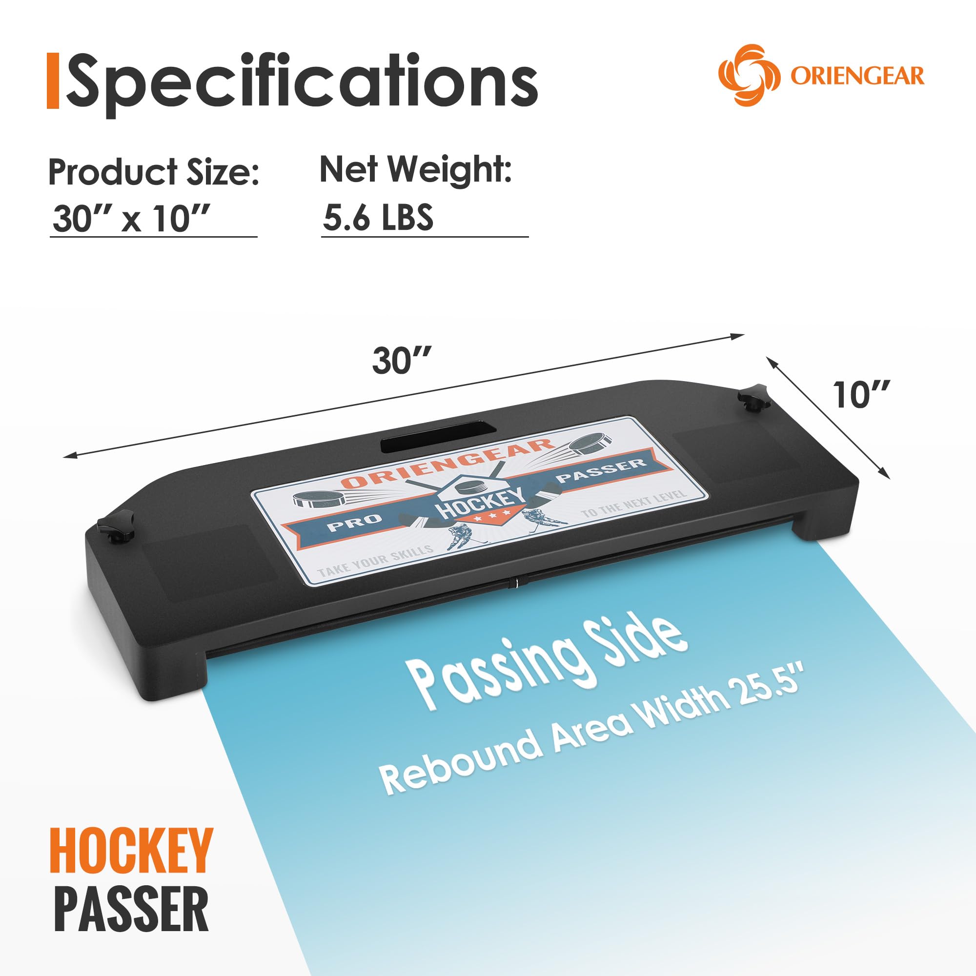 ORIENGEAR 25.5 Inch Hockey Passer Training Aid - Durable Puck Rebounder for Passing, Shooting & Stickhandling Practice - Perfect for One-Timer Drills - All Ages & Skill Levels - Great for Backyard, Rink & Team Training Sessions