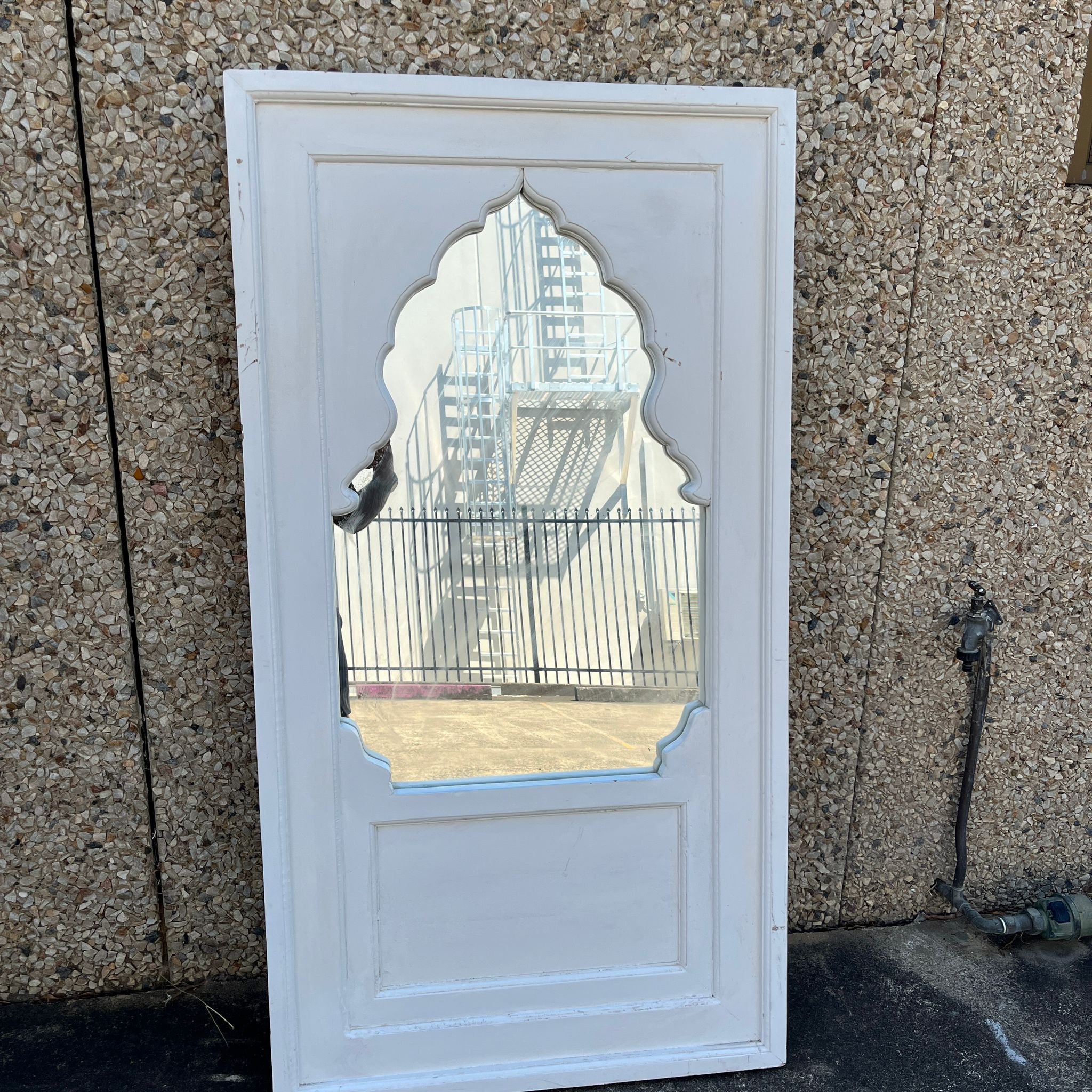 Handmade Indian Wooden Wall Mirror Frame - Intricate Carved Design, White Finish, 80x150cm (31.5x59 Inches) - Perfect for Living Room, Bedroom & Entryway Décor