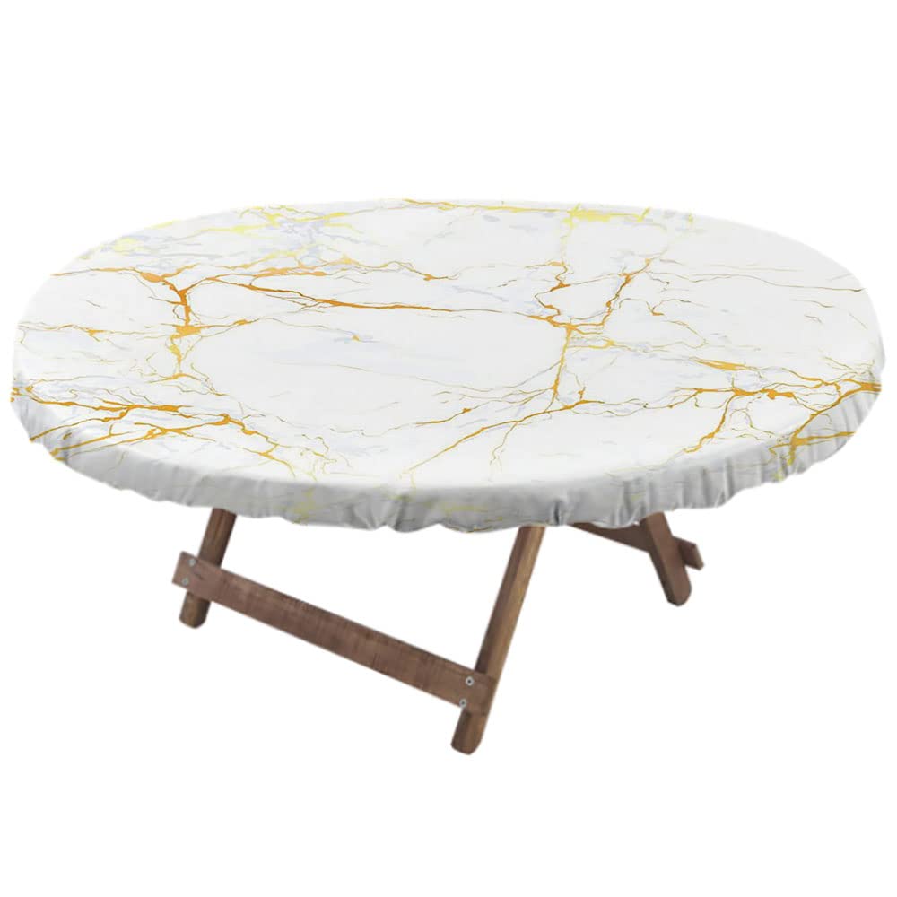 Premium Marble Print Oval Tablecloth - Waterproof & Stain-Resistant for Indoor Dining & Outdoor Patio - Fits 48x68 Inch Tables - Perfect for Dinner Parties, Weddings & Holiday Decorations