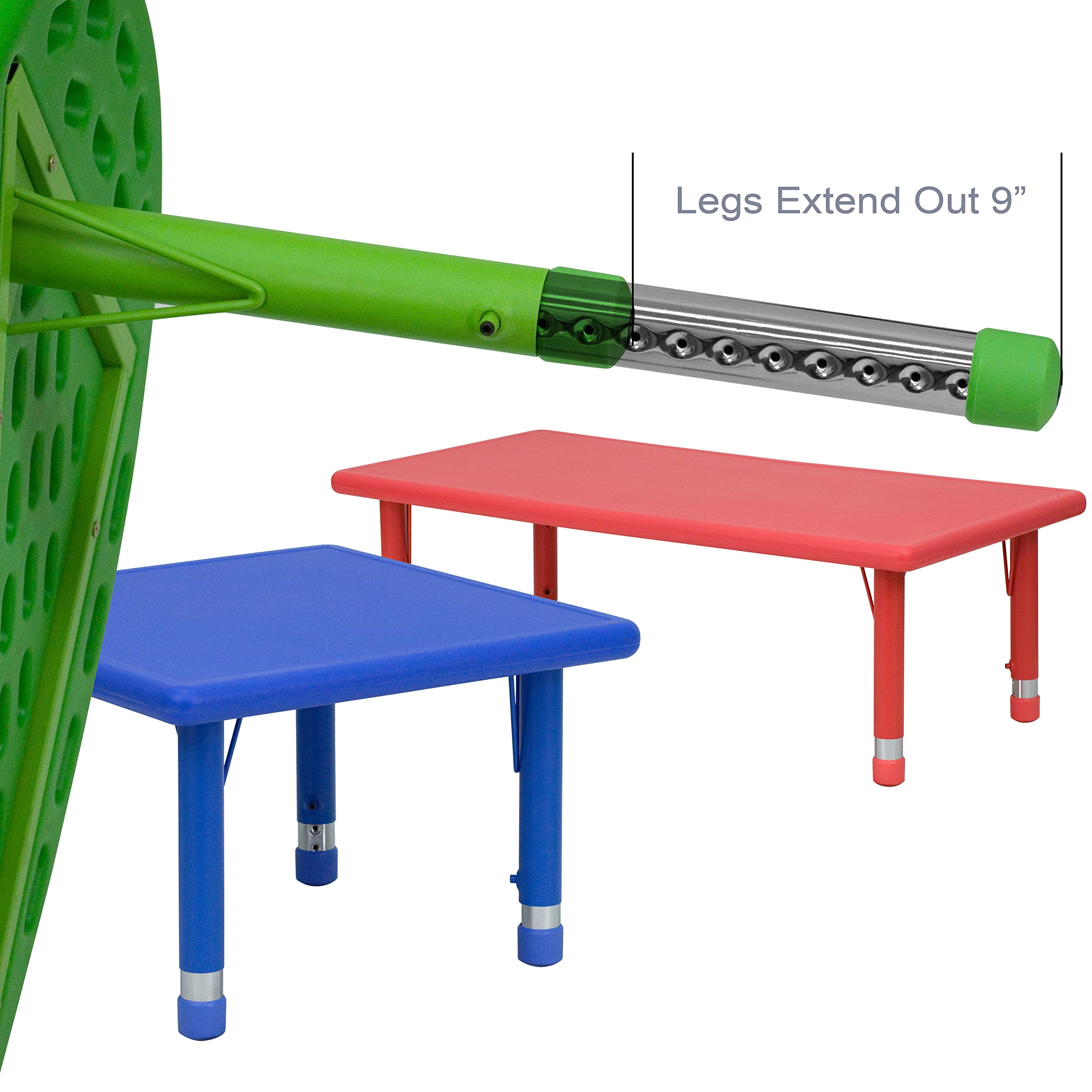 EMMA + OLIVER 24x48 Inches Red Plastic Adjustable Height Kids Activity Table - Perfect for Playrooms, Classrooms & Daycare Centers