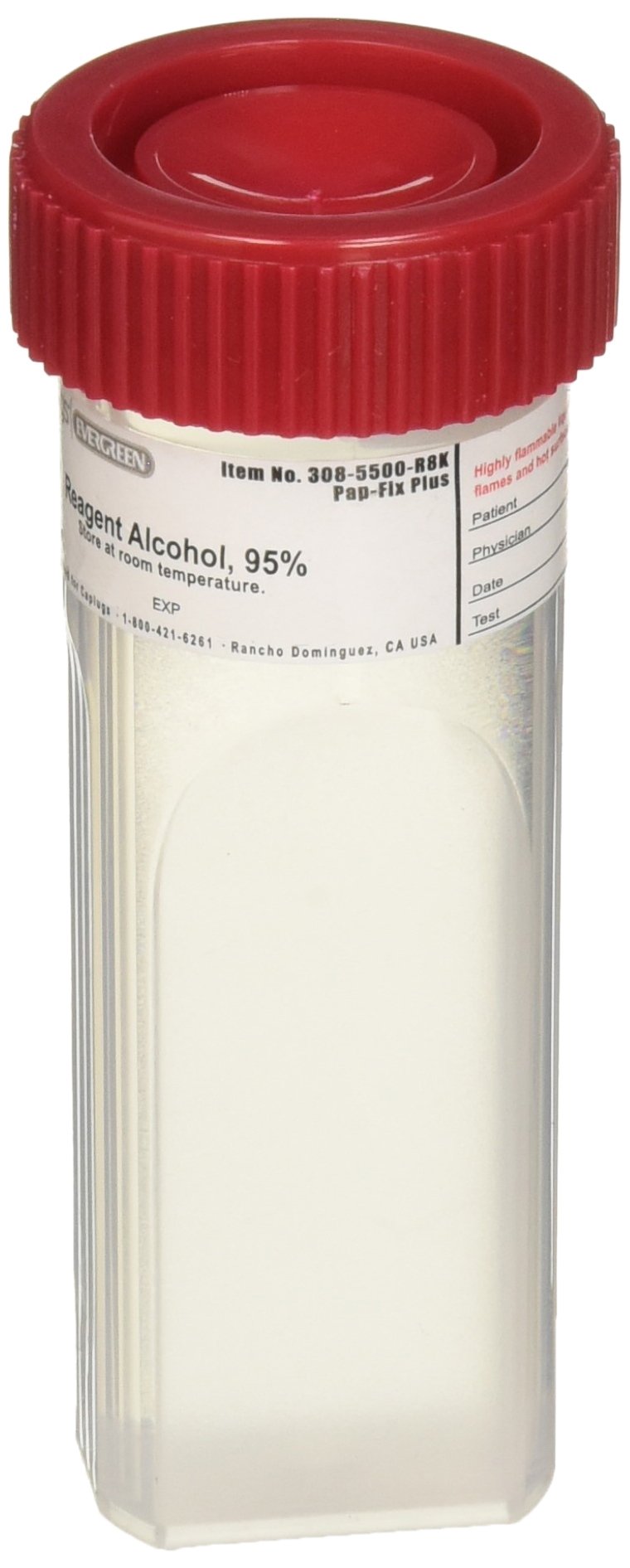 308-5500-R8K Pap-Fix Plus Pap Jar with Red Cap, 100-Pack Prefilled with Ethyl Alcohol - Ideal for Medical Labs, Pathology Specimen Preservation & Histology Sample Storage