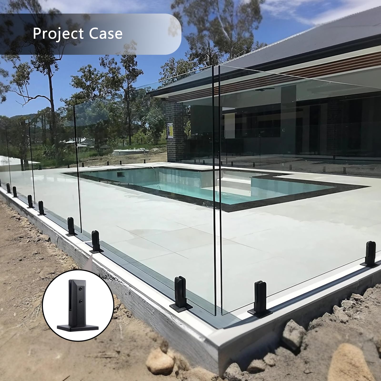 Heavy Duty Black 304 Stainless Steel Square Glass Railing Spigots - Glass Clamp Brackets for Pool Fencing, Balcony Railings, Stair Handrails - Strong Support for Floor Panels & Fence Posts (4-Pack) - Perfect for Modern Outdoor & Indoor Safety Barriers