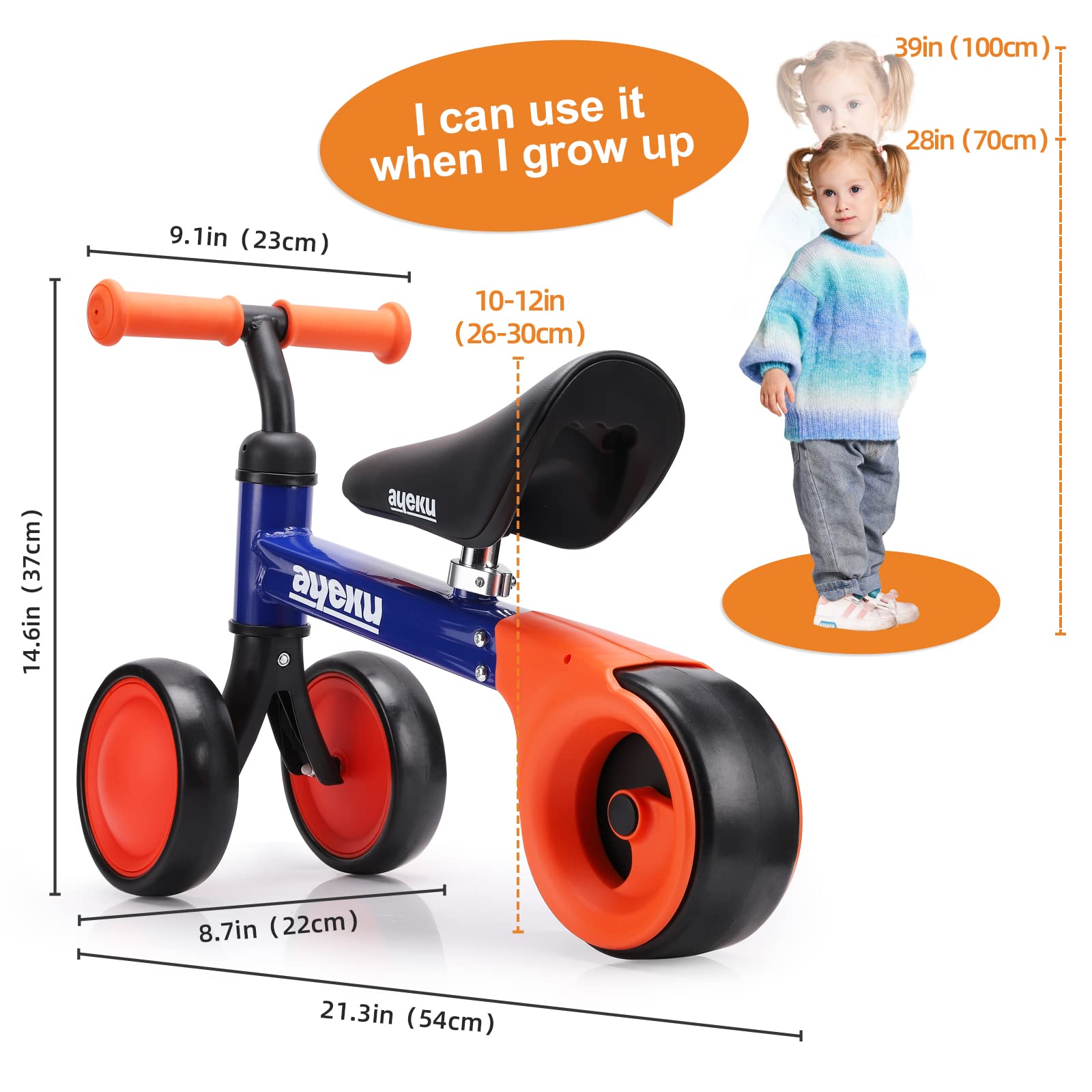 AyeKu Baby Balance Bike for Toddlers 12-36 Months - First Birthday Gift for 1 Year Old Boys & Girls - Training Bike to Help Babies Transition from Standing to Running - Perfect for Indoor Play, Outdoor Learning & Developing Motor Skills