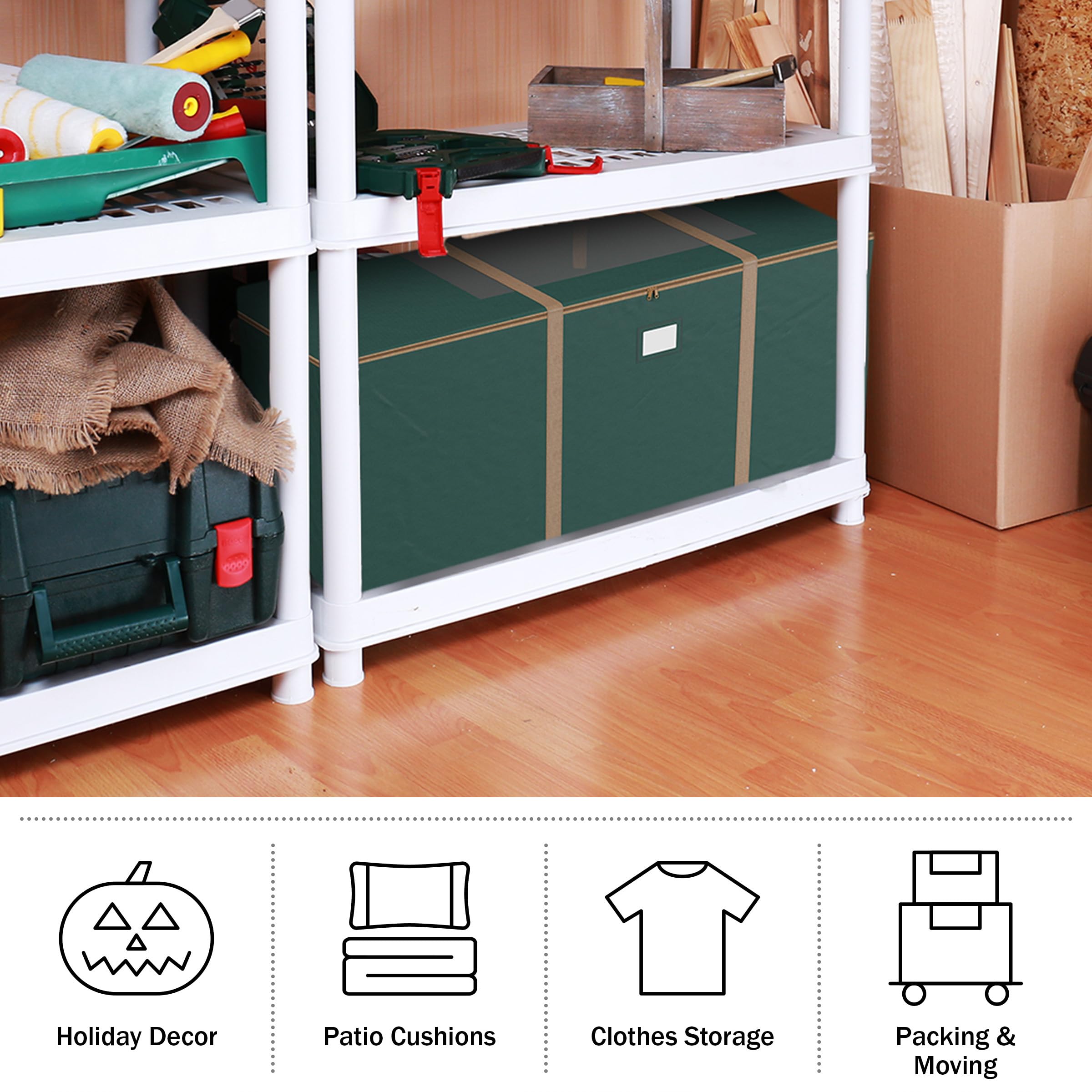 67in Rolling Storage Bag with Durable Handles & Wheels - Waterproof Outdoor Cushion Storage Organizer, Clothes Storage Solution for Patio, RV, Camping & Seasonal Items by Pure Garden (Green)
