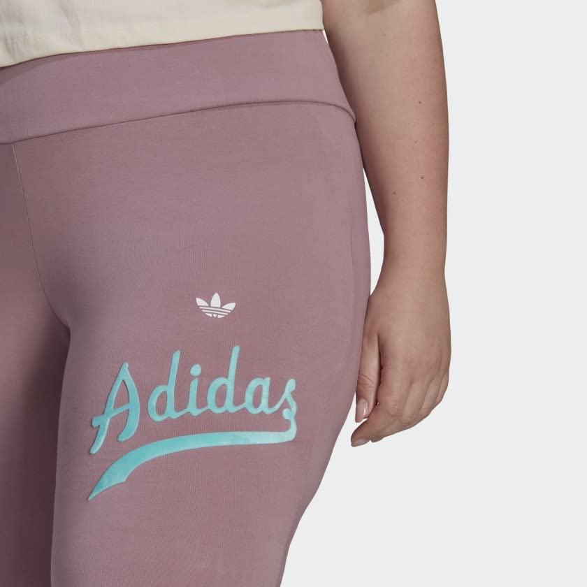 Adidas Originals Plus Size Logo Play Tights for Women - Magic Mauve/Shadow Navy 3X - High Waisted Yoga Pants for Workout, Running & Lounge Wear