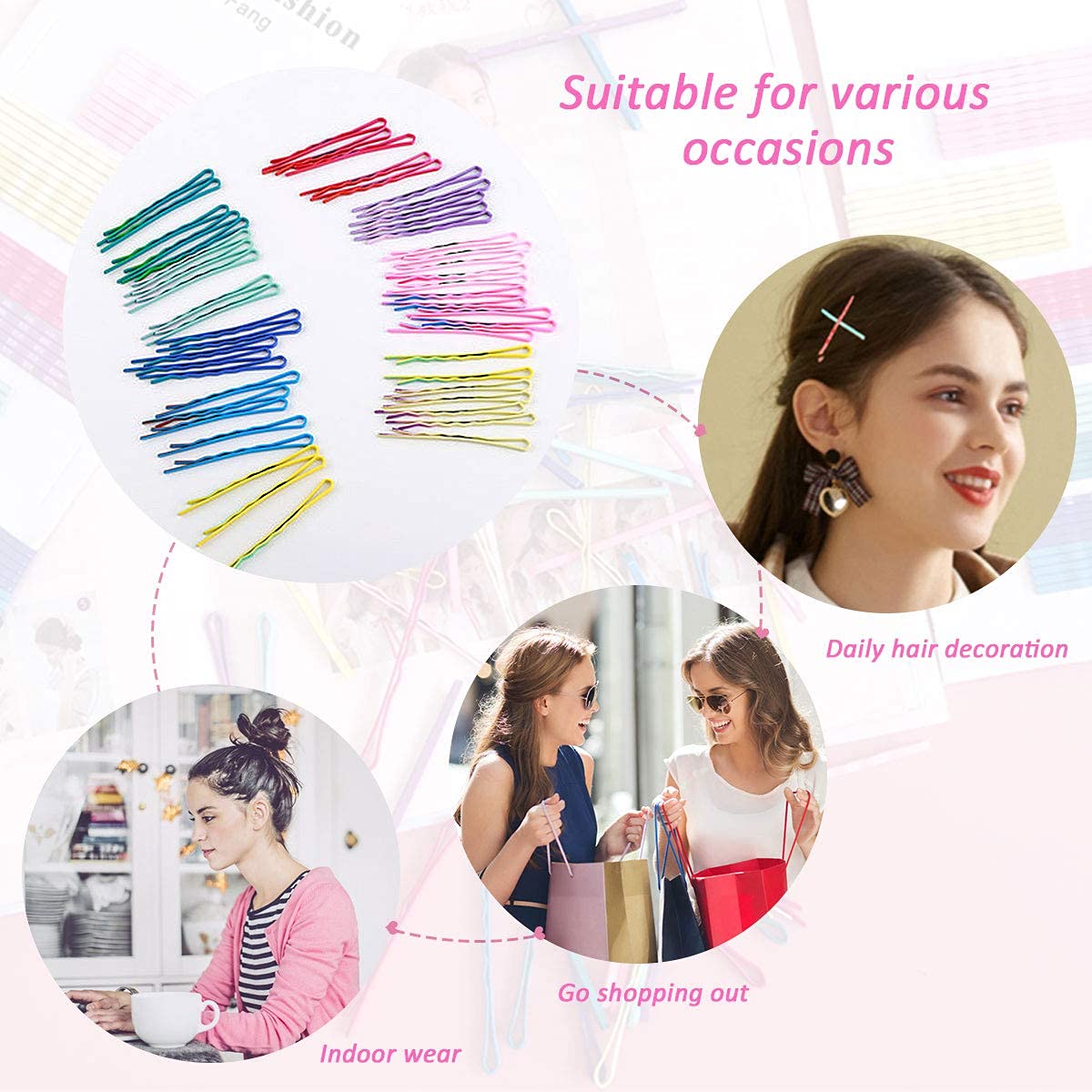 Shidara Bobby Hair Pins for Women - 100pcs Metallic Hair Clips & Barrettes in Multi Colors | Hair Accessories for Styling, Updos, Braids & Everyday Use