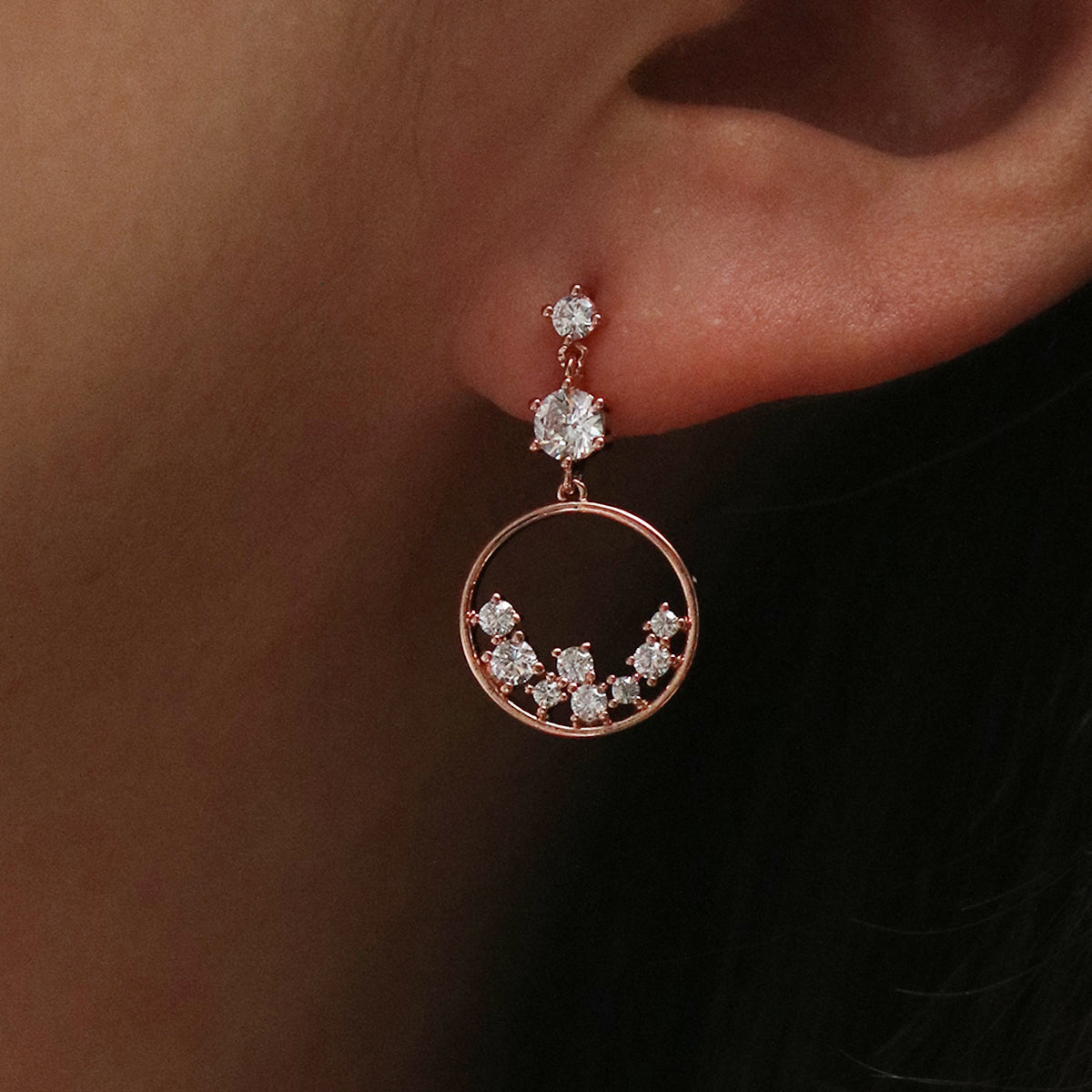 Elegant Circle Cubic Zirconia Stud Earrings for Women - Perfect for Parties, Weddings & Everyday Wear