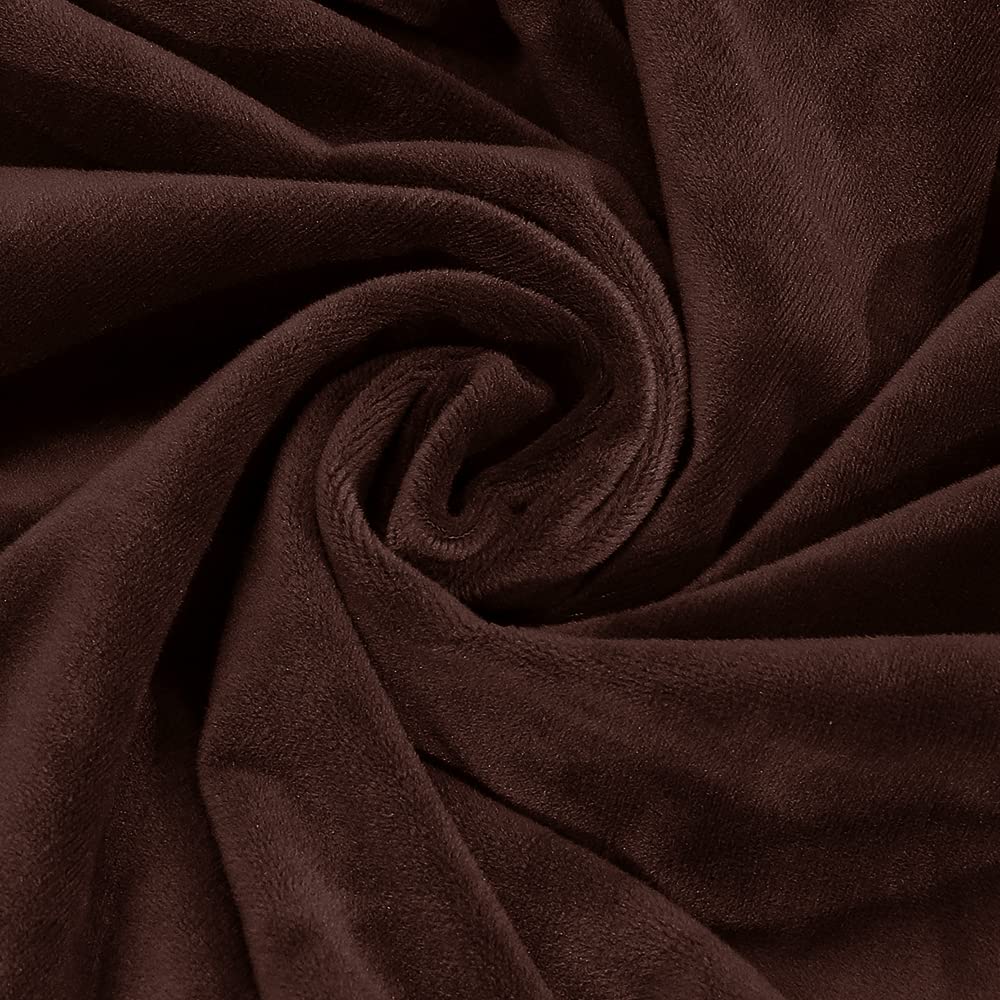MIFXIN 6-Piece Velvet Stretch Recliner Sofa Cover - Soft Thick Elastic Slipcover for 2-Seat Loveseat & Reclining Couch, Anti-Slip Washable Furniture Protector (Brown) - Perfect for Living Room, Home Theater & Family Room Decor