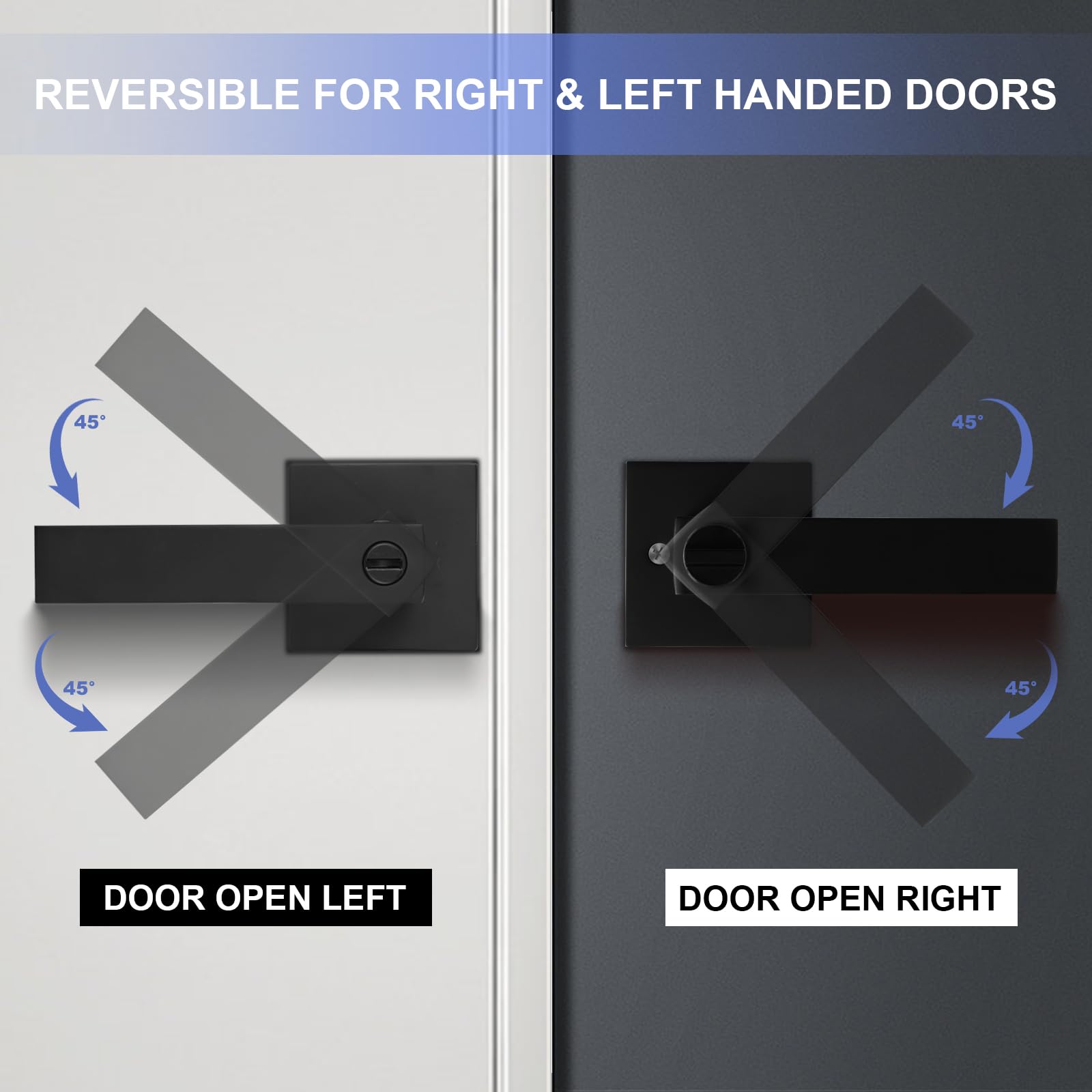 8 Pack Matte Black Privacy Door Levers - Heavy Duty Bed & Bath Door Handles with Keyless Interior Locksets, Reversible for Left/Right Handed Doors - Perfect for Bedrooms, Bathrooms & Home Privacy Security