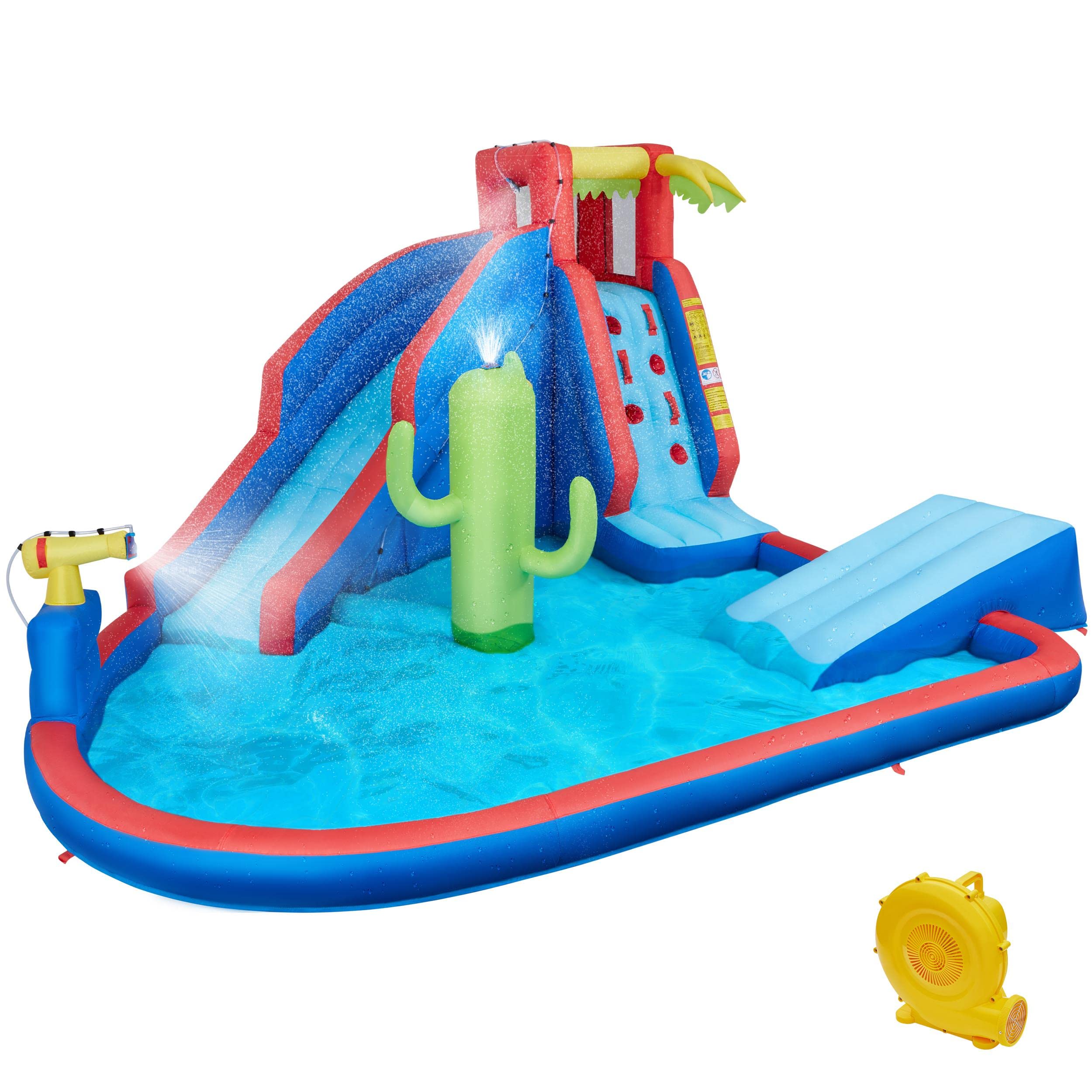 Yaheetech Inflatable Water Slide Park for Kids Ages 3-10 - Outdoor Bounce House with Splash Pool, Water Cannon, Basketball Hoop & Climbing Wall | Summer Backyard Water Play for Parties, Family Fun & Outdoor Activities