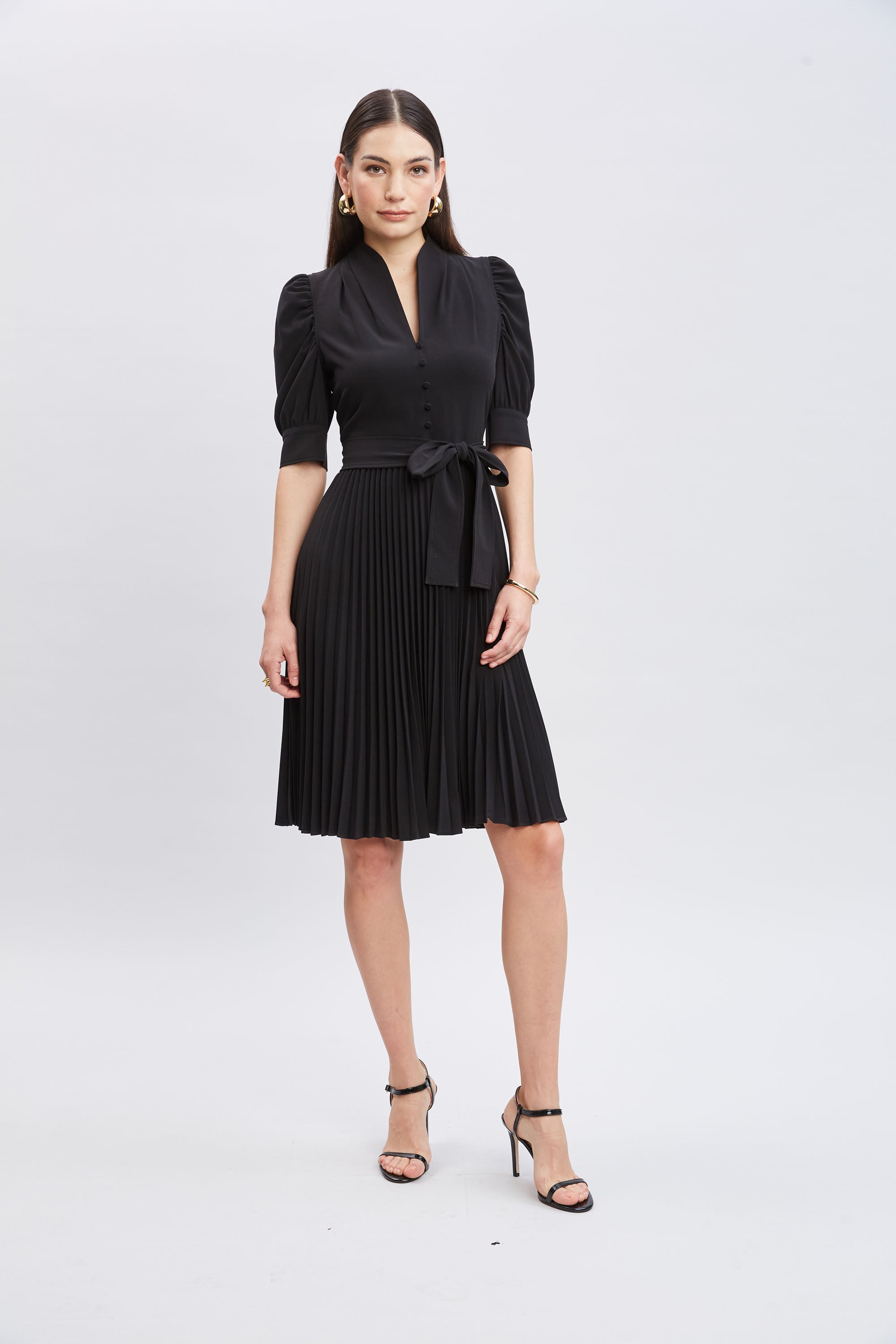 Elegant Pleated Contour Dress for Women - Flattering A-Line Silhouette & Comfortable Fit - Perfect for Office, Party & Special Occasions