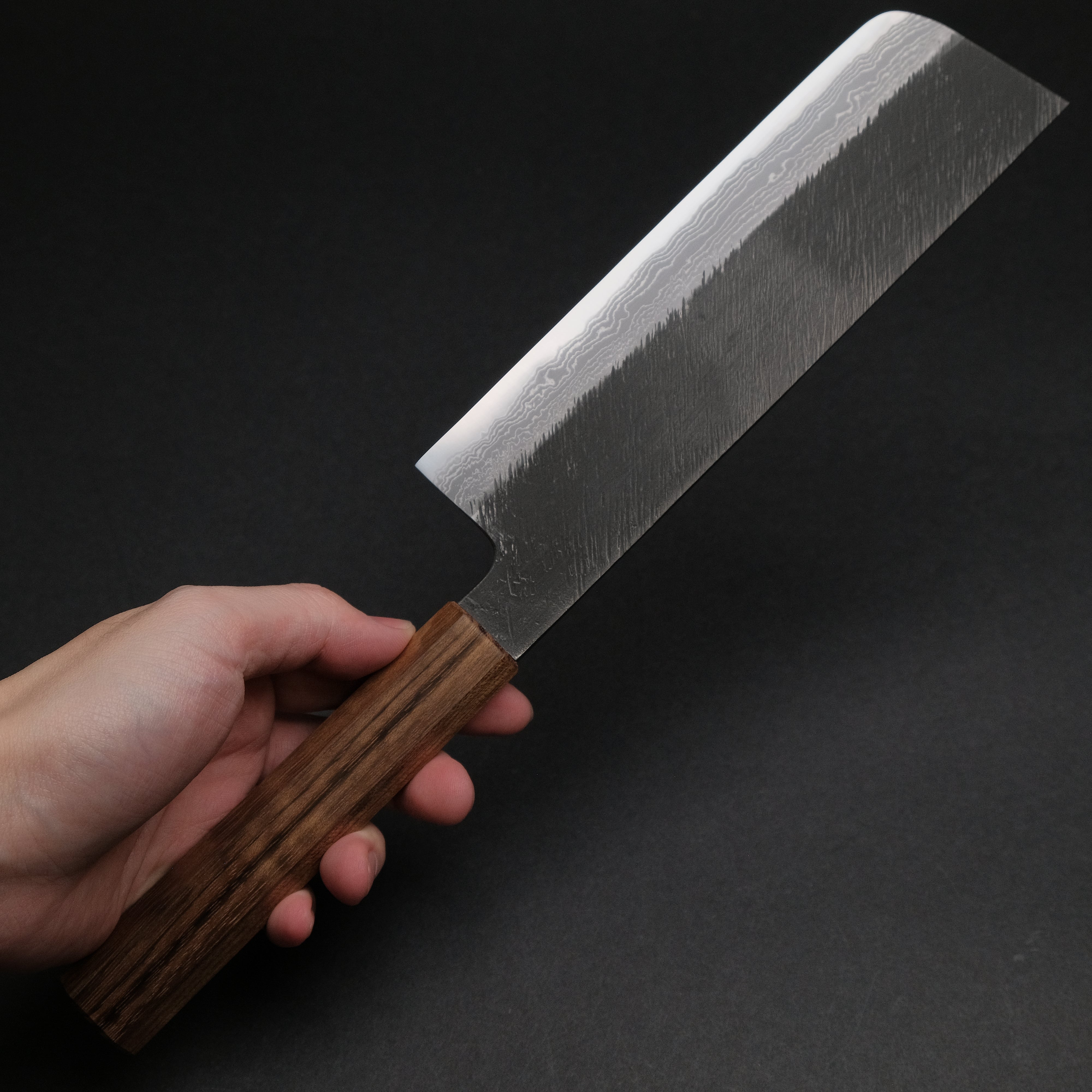 Premium Ajikataya White #2 Matsuba Damascus Nakiri Knife 180mm - Handcrafted Japanese Kitchen Knife with Ebony Wood Handle (#18) - Perfect for Sushi, Vegetables & Precision Cutting