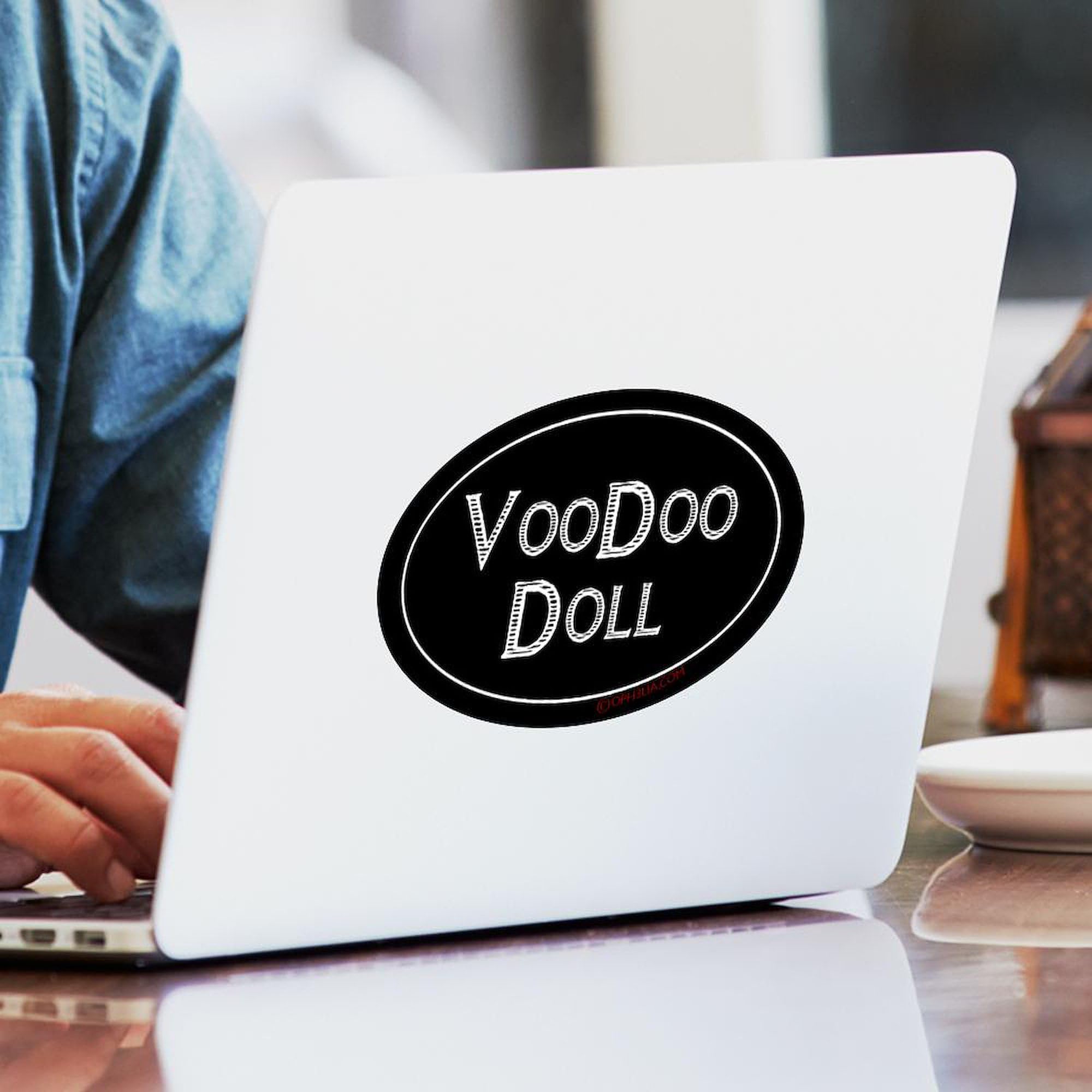 Funny Voodoo Doll Oval Car Bumper Sticker - Decorative Vinyl Decal for Cars, Trucks, Laptops & Windows - Perfect for Halloween, Gifts & Prank Scenes