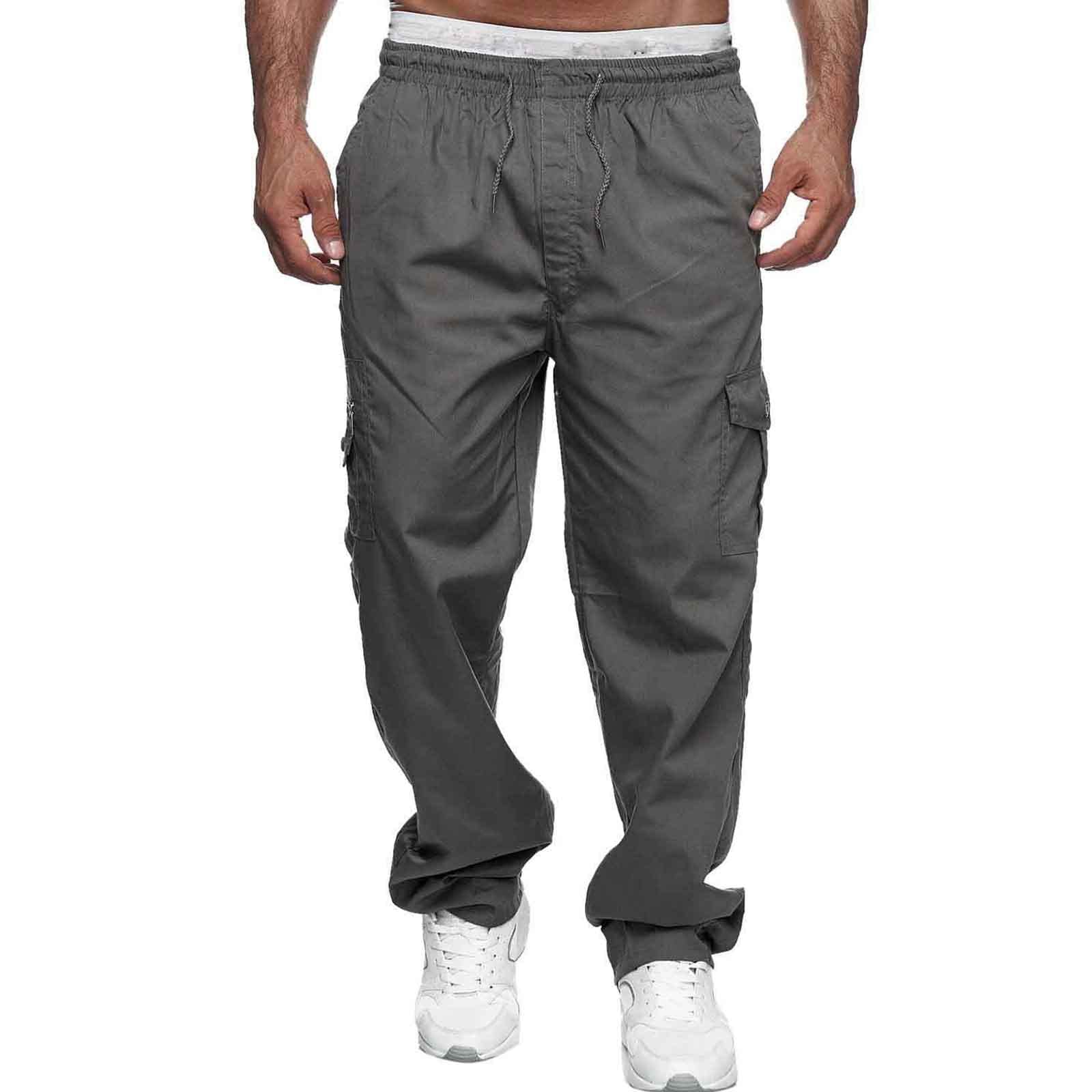 TTQVQ Men's Cargo Pants - Straight Leg Fitness Overalls with Multiple Pockets for Sports, Work & Outdoor Activities | Durable & Comfortable Workwear for Hiking, Gym & Casual Wear