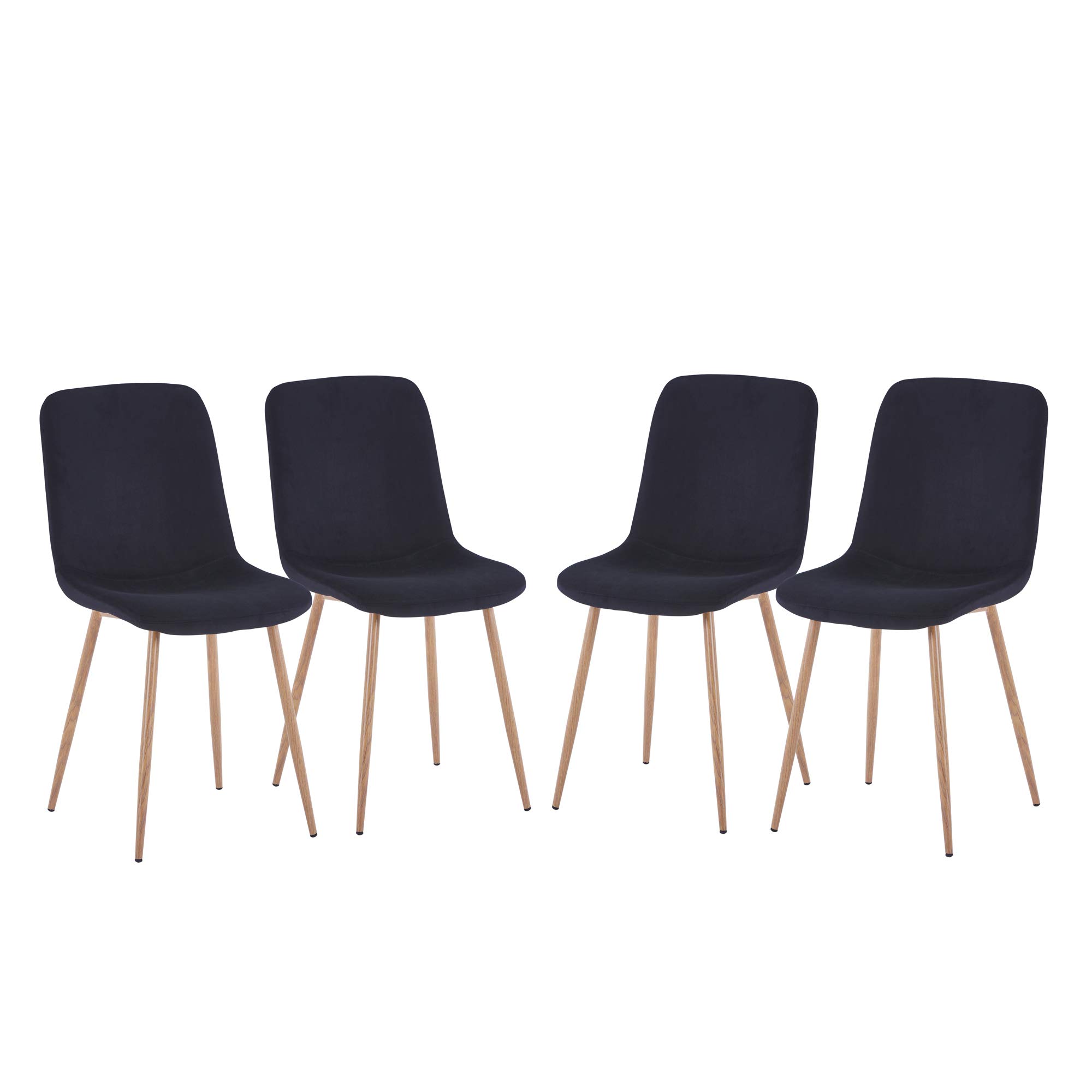 Modern Black Dining Room Chairs Set of 4 - Heavy Duty Kitchen Chairs with Metal Legs for Restaurant, Cafe, Office & Living Room - Comfortable Shell Lounge Chairs for Family Gatherings, Dinner Parties & Home Decor