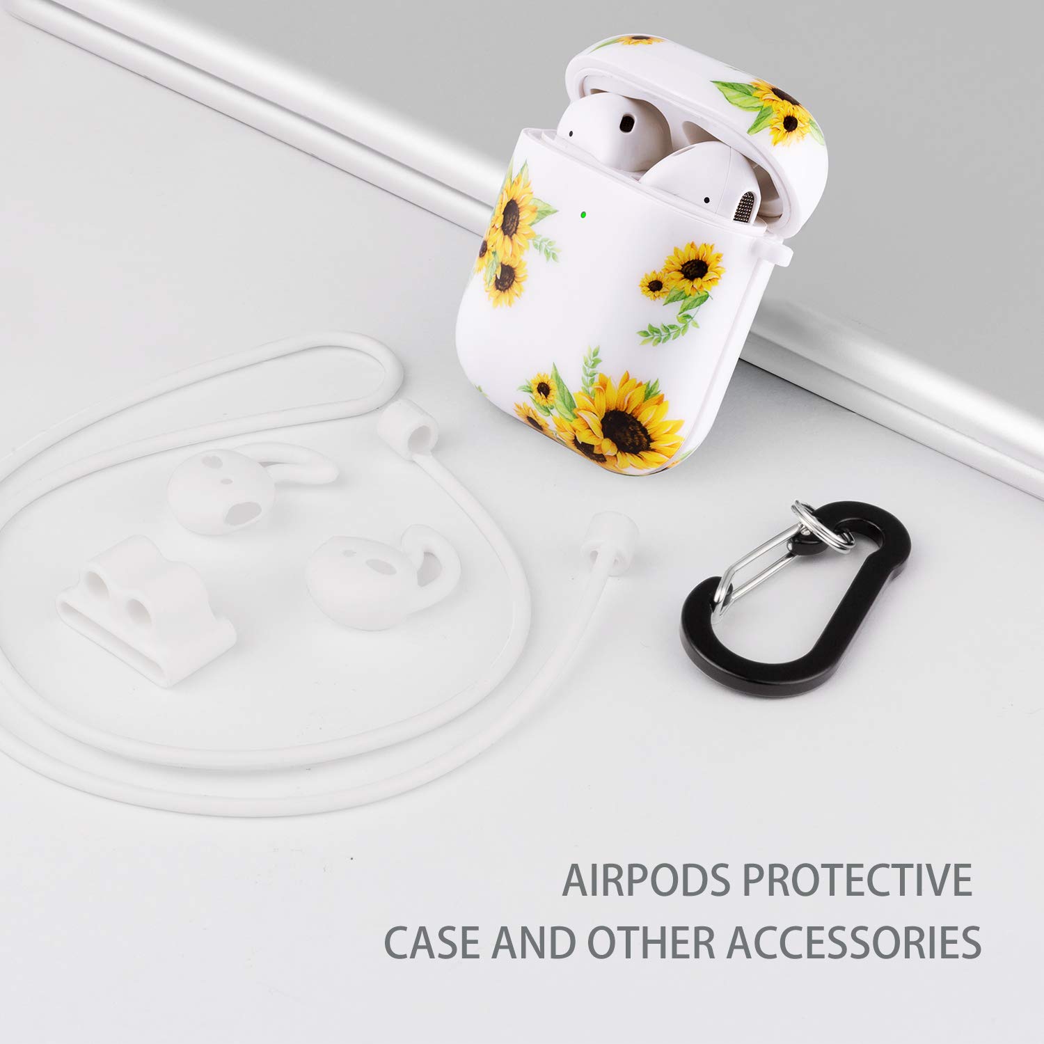 Sunflower AirPods Case for AirPods 1/2 - Wireless Charging & Keychain - Cute Protective Cover for Daily Use