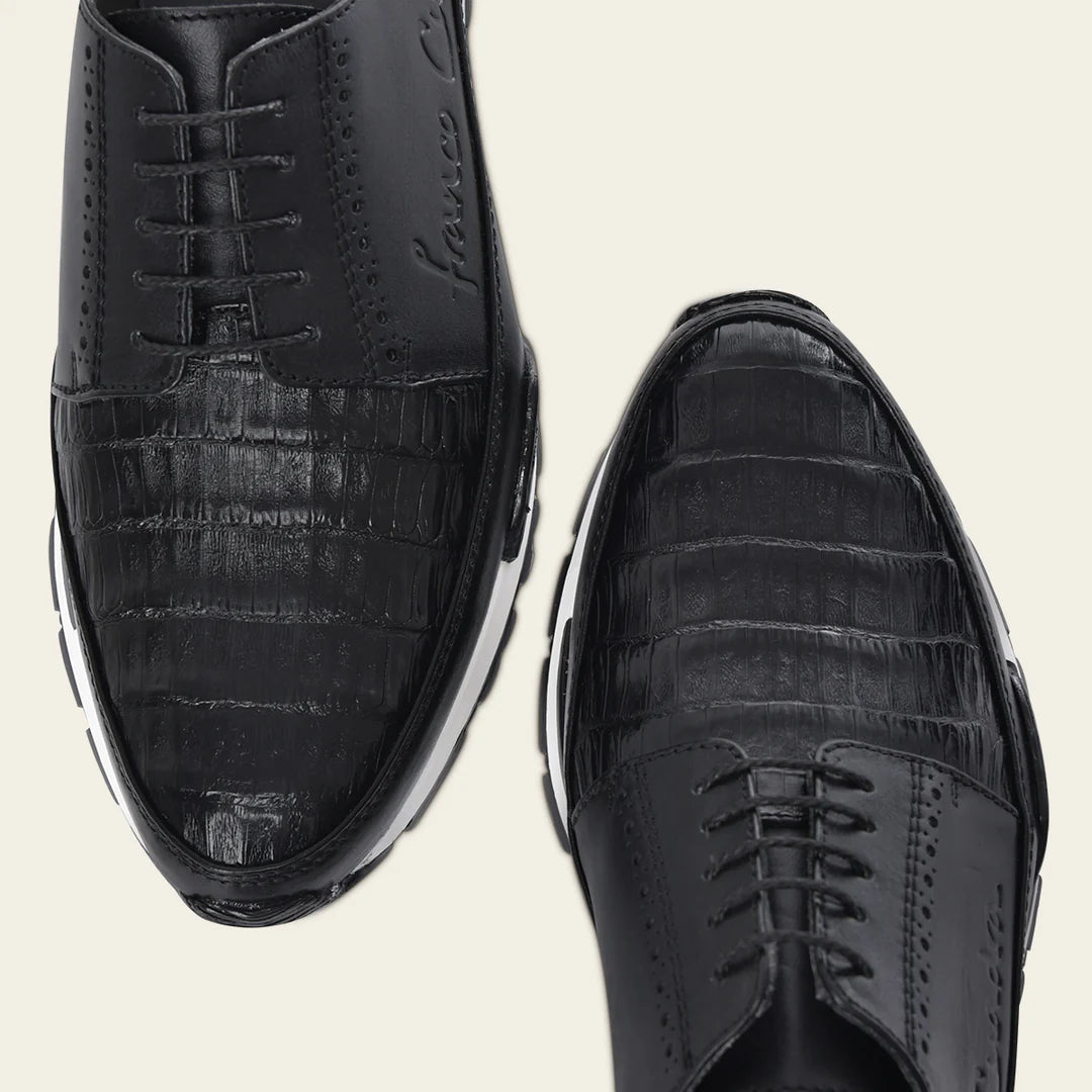 127CWTM Men's Cuadra Black Casual Fashion Caiman Derby Sneakers - Stylish & Comfortable for Everyday Wear, Work & Outdoor Activities
