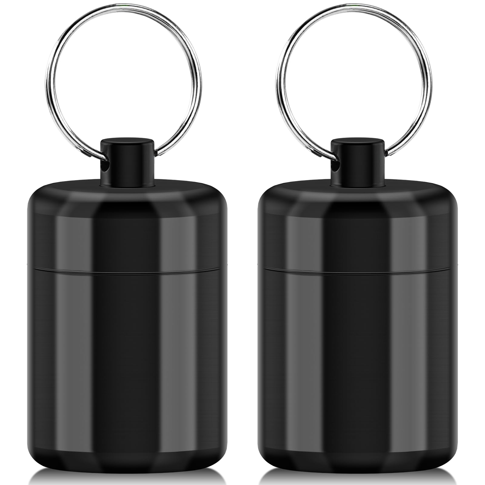 Waterproof Portable Pill Keychain Holder - Small Pill Box Organizer with Keychain for Travel, Gym & Daily Use (Black, 2 Pack)