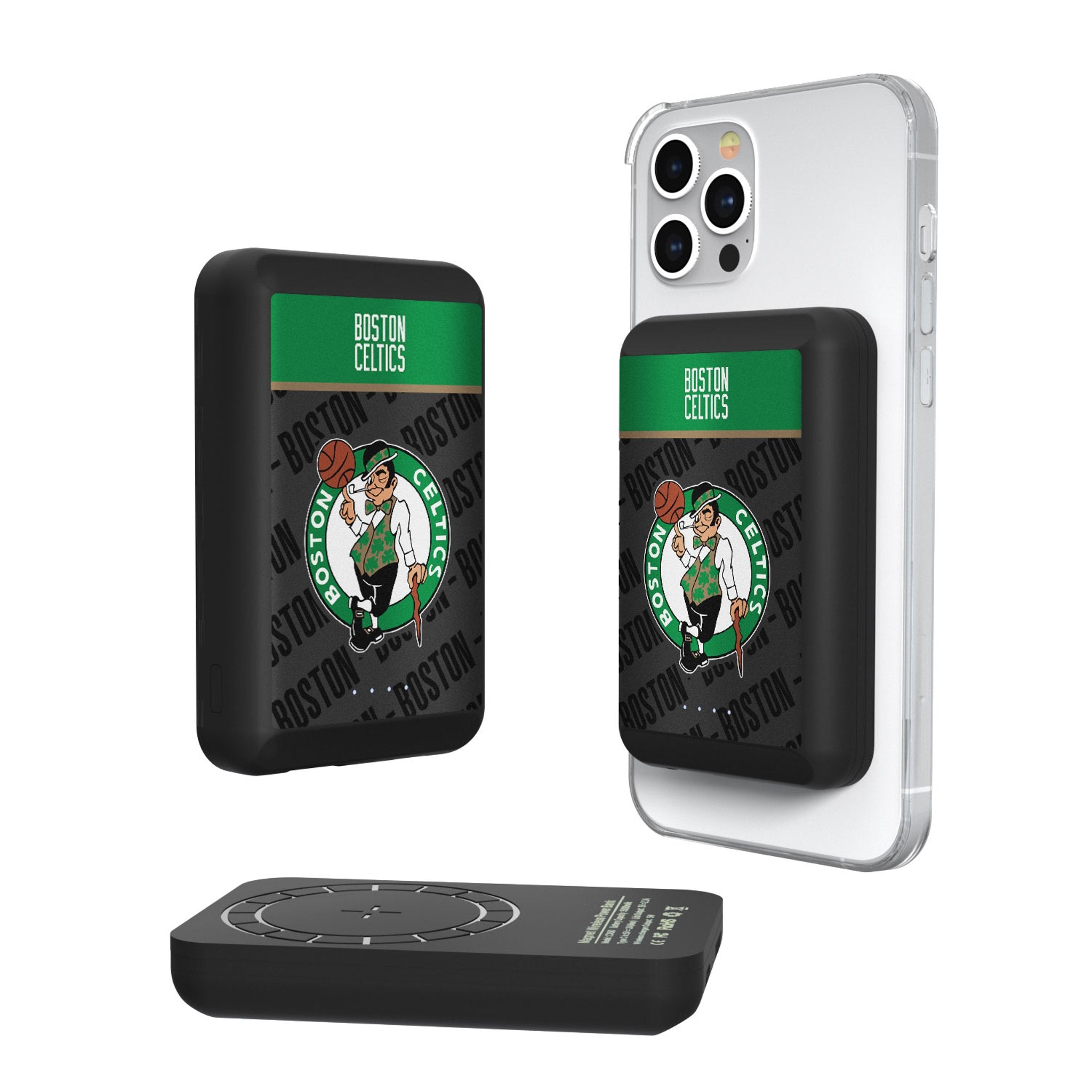 Boston Celtics Wireless Magnetic Power Bank 10000mAh - Fast Charging Portable Battery for iPhone, Samsung, AirPods - Perfect for Travel, Work & Game Days