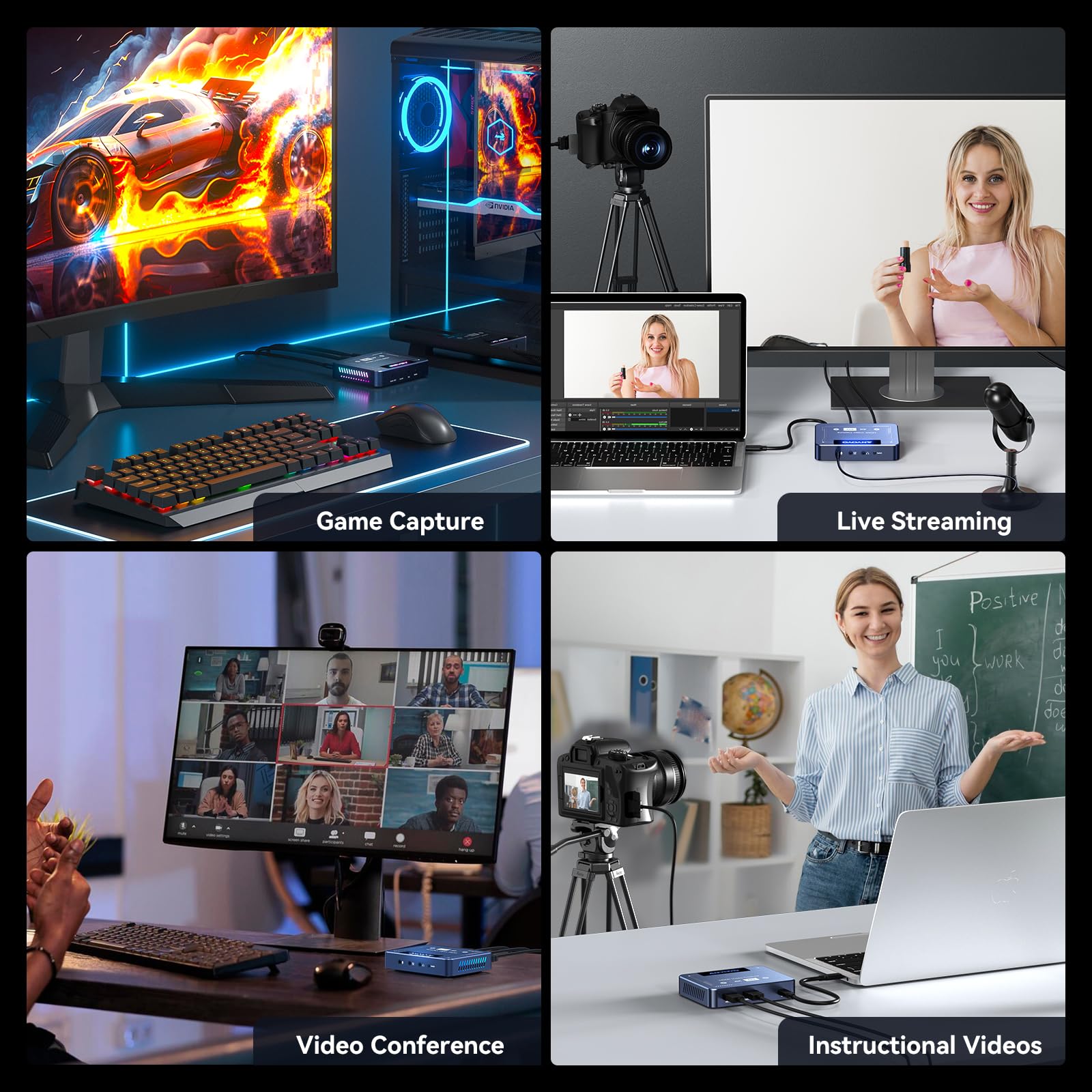 ANYOYO 4K 60FPS HDMI Capture Card with HDR & VRR Passthrough - Ultra Low Latency Video Capture Device for PS5, Xbox Series X/S, Switch, PC & Mac - Perfect for Game Streaming, Live Broadcasting & Video Recording