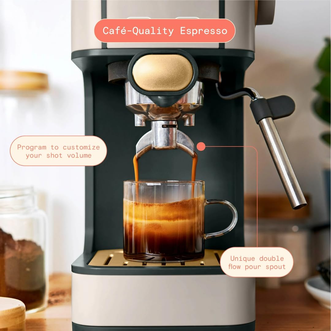 Premium 20-Bar Pressure Espresso Machine - Slim Fast Heating Coffee Maker with Milk Frother for Home & Office (Porcini Taupe) | Perfect for Espresso, Cappuccino & Latte Lovers