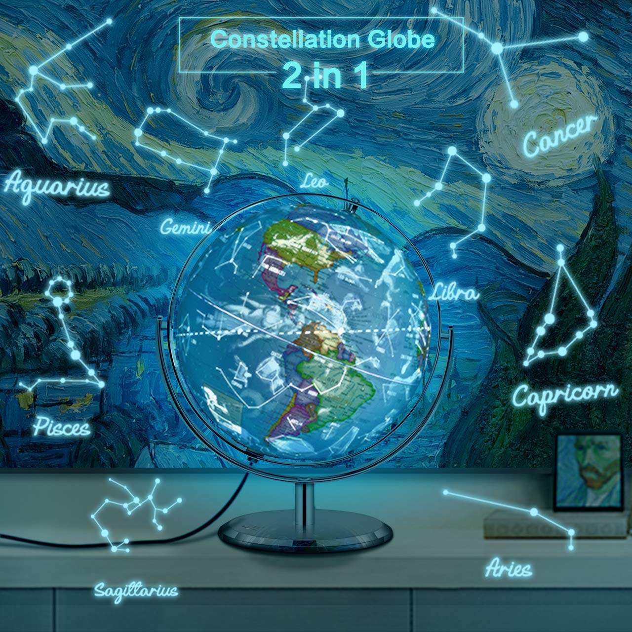 Educational Illuminated World Globe for Kids - Interactive Learning Globe with LED Night Light & Stand - Perfect for Bedroom, Study Room & Geography Lessons