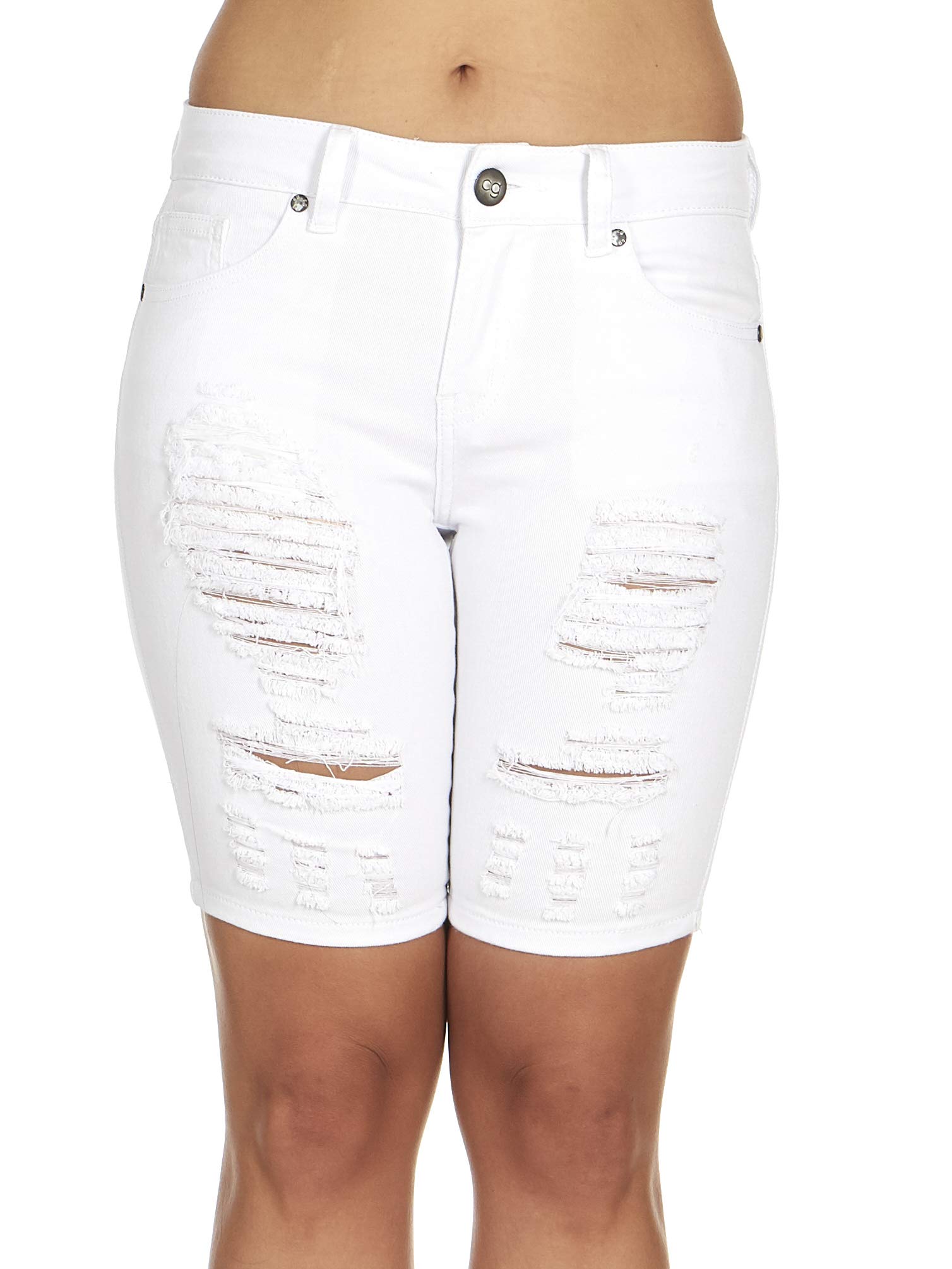 YDX Women's Smart Jeans Denim Shorts & Overalls - Ripped Acid Wash High Waist Fashion for Casual Wear, Street Style & Summer Outfits