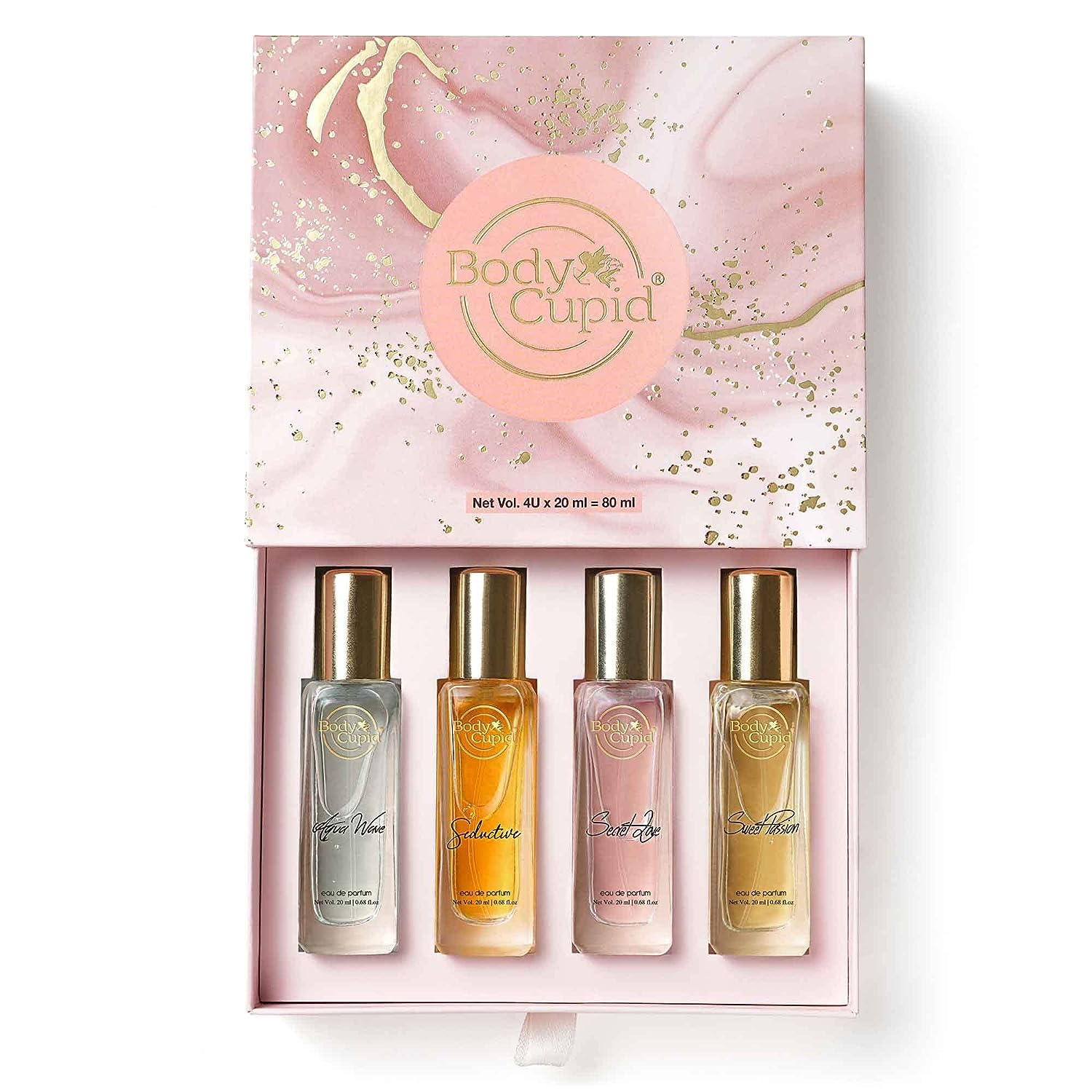 Luxury Perfume Gift Set for Women - 4 x 20ml Long Lasting Premium Fragrances (Aqua Wave, Secret Love, Seductive, Sweet Passion) - 80ml Total - Perfect for Birthday, Anniversary & Valentine's Day Gifts