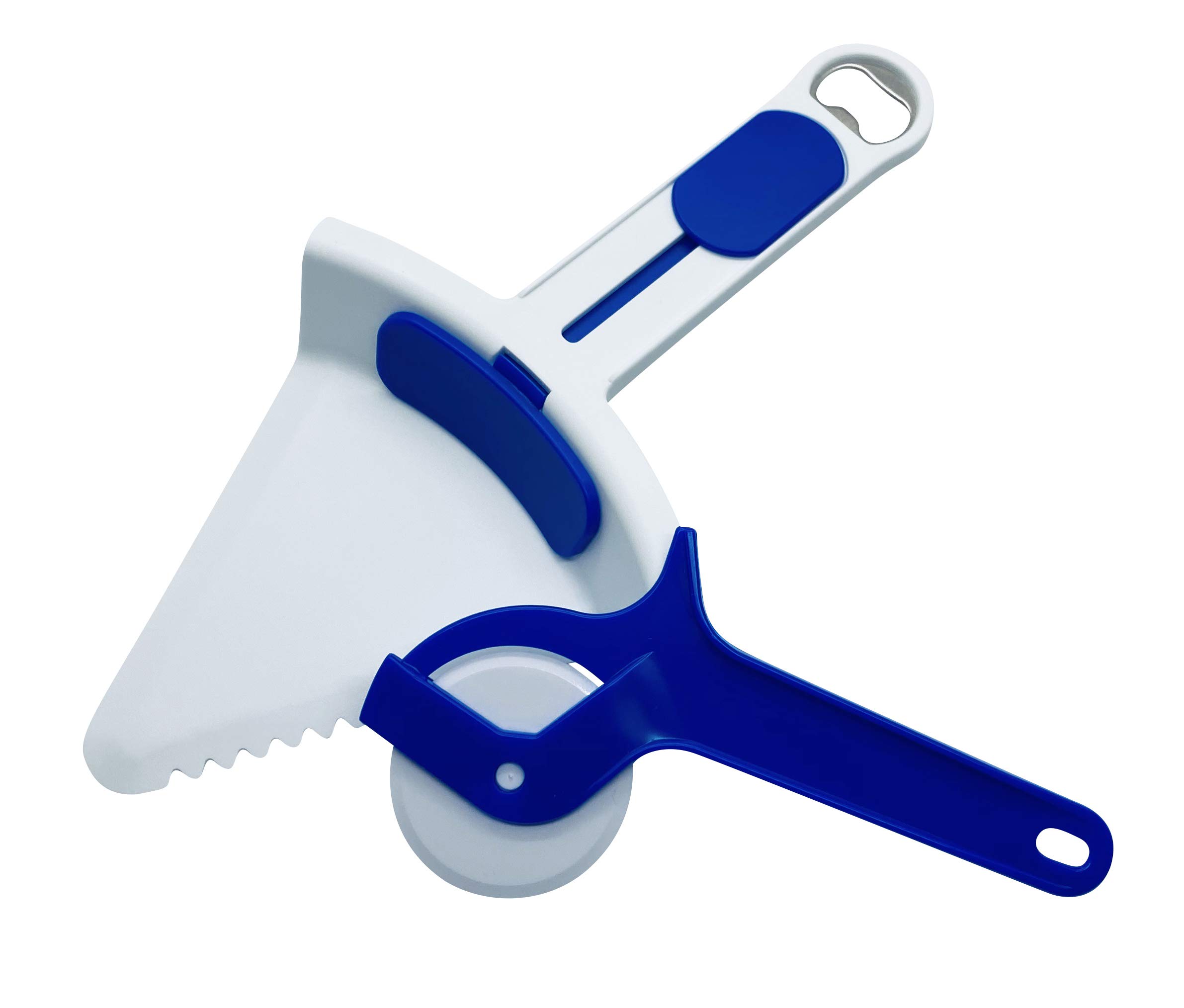 Premium Plastic Pie Spatula & Free Pizza Cutter Set - Serrated Cake Server, Pastry Slicer, Bottle Opener - Perfect for Baking, Cake Decorating & Pizza Parties