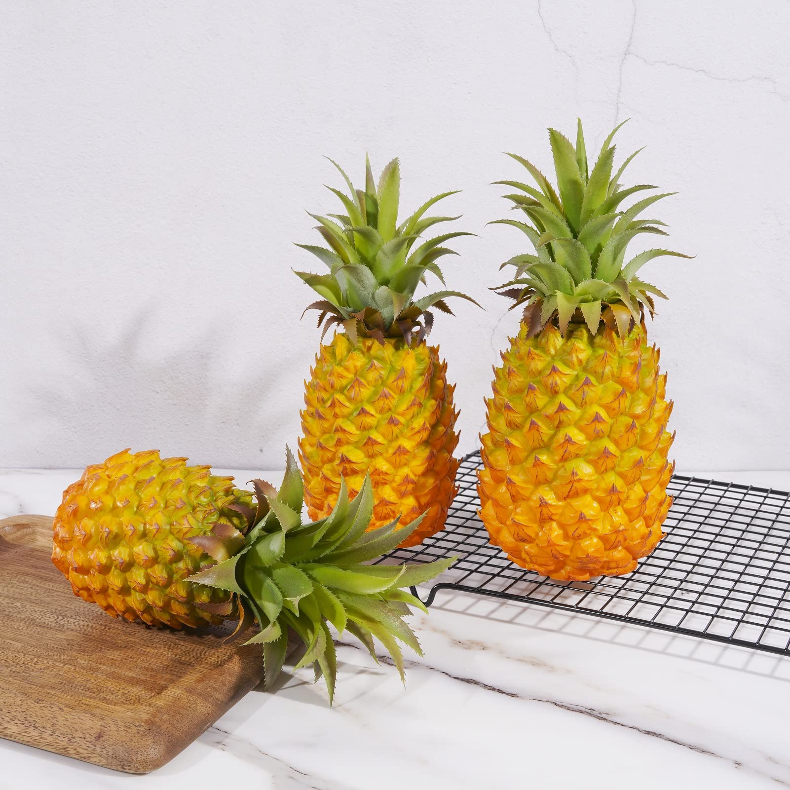 2 Pack Artificial Pineapple Decor - Realistic Fake Pineapple Fruit for Home Decor, Kitchen, Party & Photography Props | Eco-Friendly Simulation Fruit | Yellow Large Size - Perfect for Tropical Theme Parties, Table Centerpieces & Instagram Photos