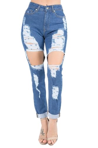 Large Ripped Denim Blue