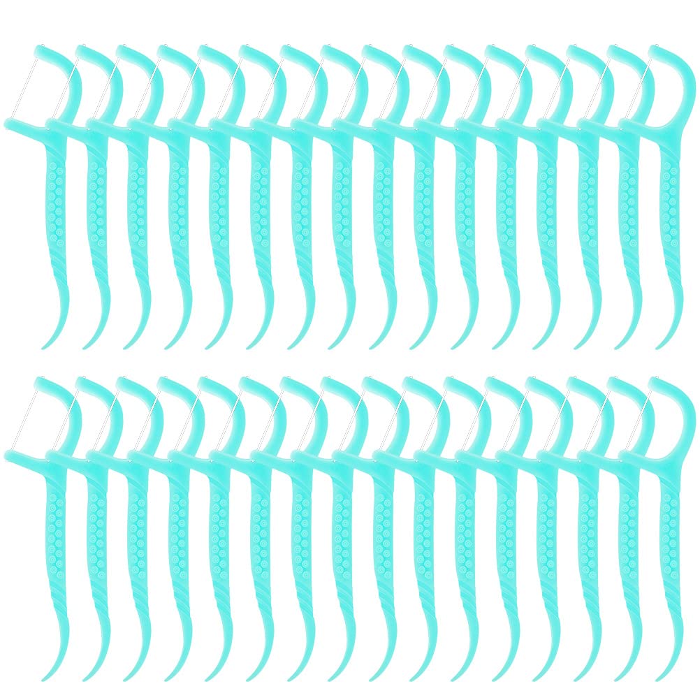 100 Pcs Disposable Dental Floss Picks - Portable Floss Sticks with Toothpick for Teeth Cleaning | Travel, Home, Office & Restaurant Use (Blue) | Interdental Cleaning Tool for Fresh Breath & Oral Hygiene