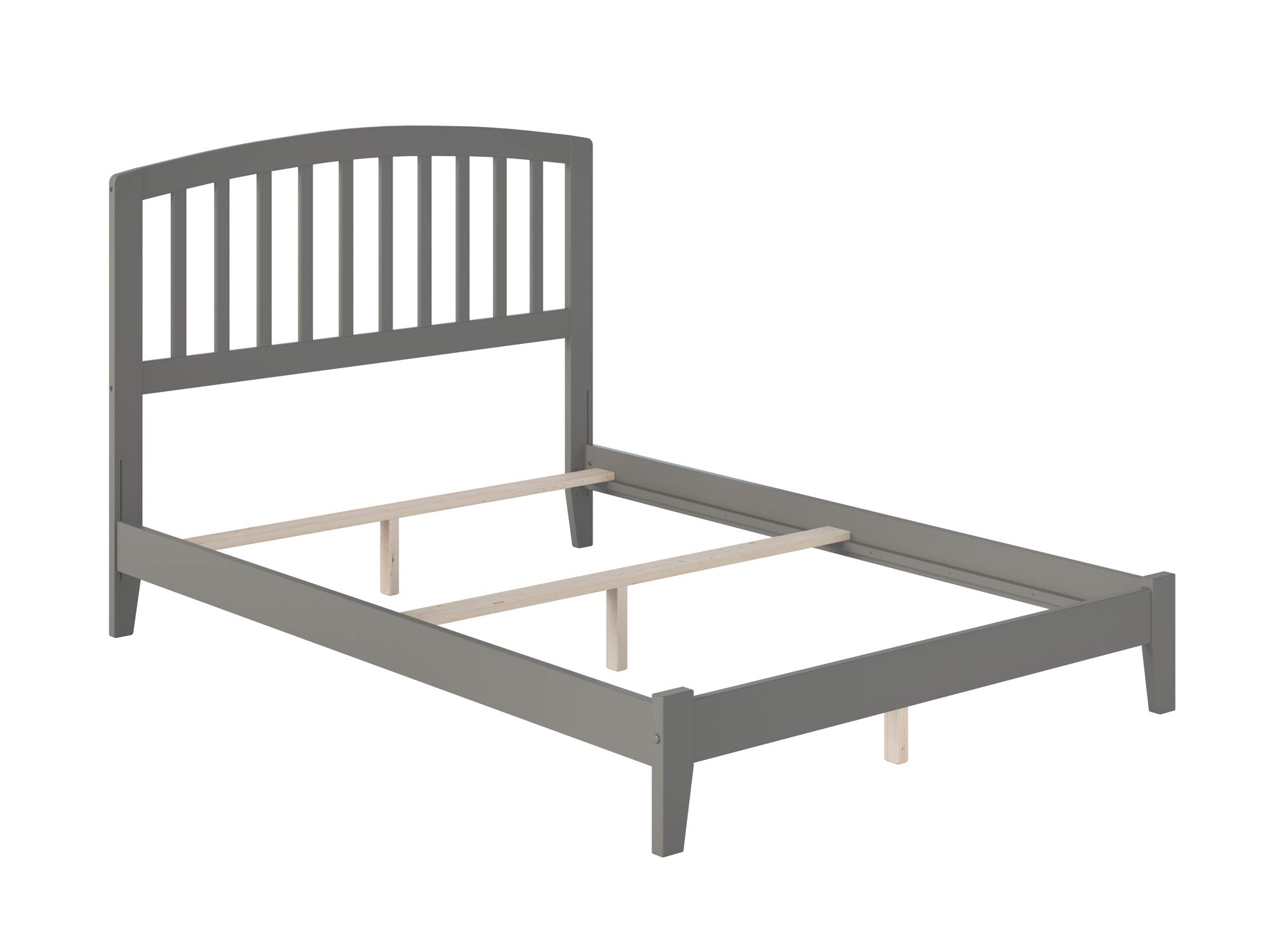 AFI Richmond Full Size Foundation Bed with USB Charger - Grey - Sturdy Bed Frame with Attachable USB Ports for Convenient Charging, Perfect for Bedrooms, Dorms & Guest Rooms