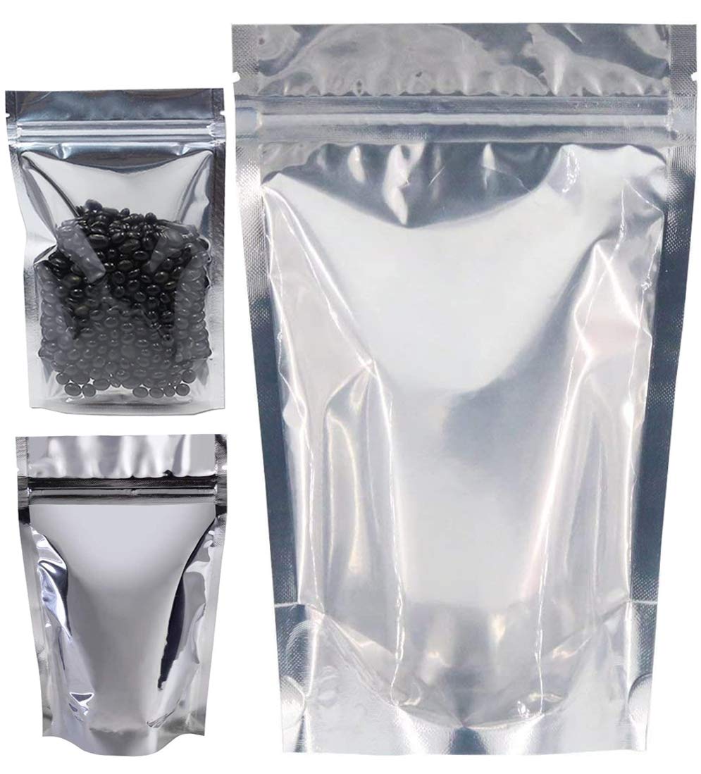 100PCS Stand Up Aluminum Foil Bags - Smell Proof & Reclosable Airtight Food Storage Pouches with Ziplock for Snacks, Coffee, Beans, Nuts | Ideal for Kitchen, Camping, Travel & Bulk Food Preservation
