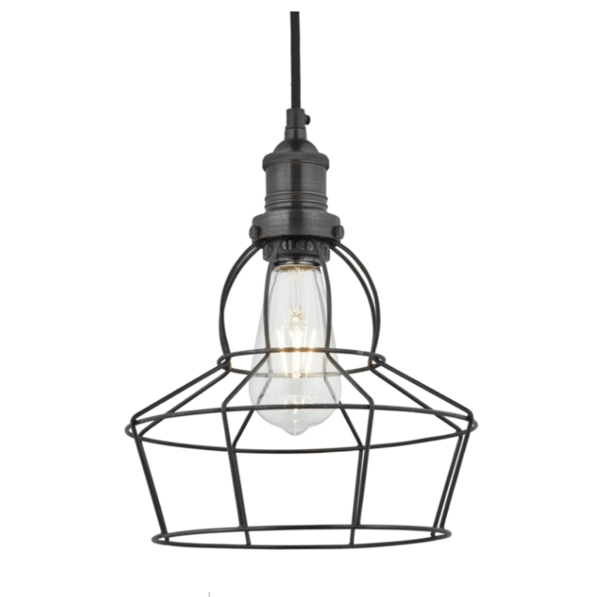 8 Inch Pewter Rose Brooklyn Wire Cage Pendant Light - Vintage Industrial Style for Dining Room, Kitchen, or Bedroom Lighting
