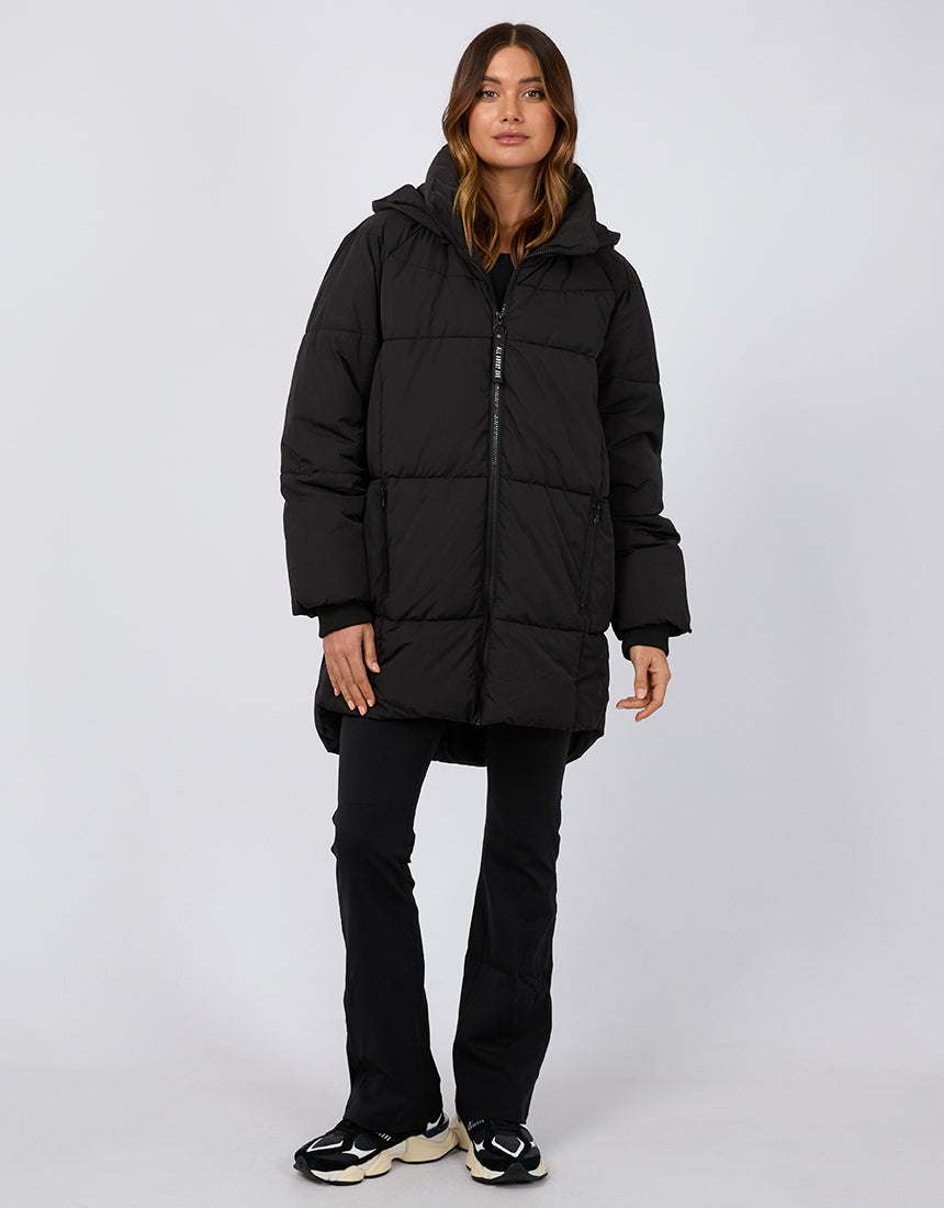 All About Eve Remi Luxe Midi Puffer Jacket for Women - Black Winter Coat, Waterproof & Warm Down Jacket for Cold Weather, Fashionable Outerwear for Daily Wear, Work & Outdoor Activities