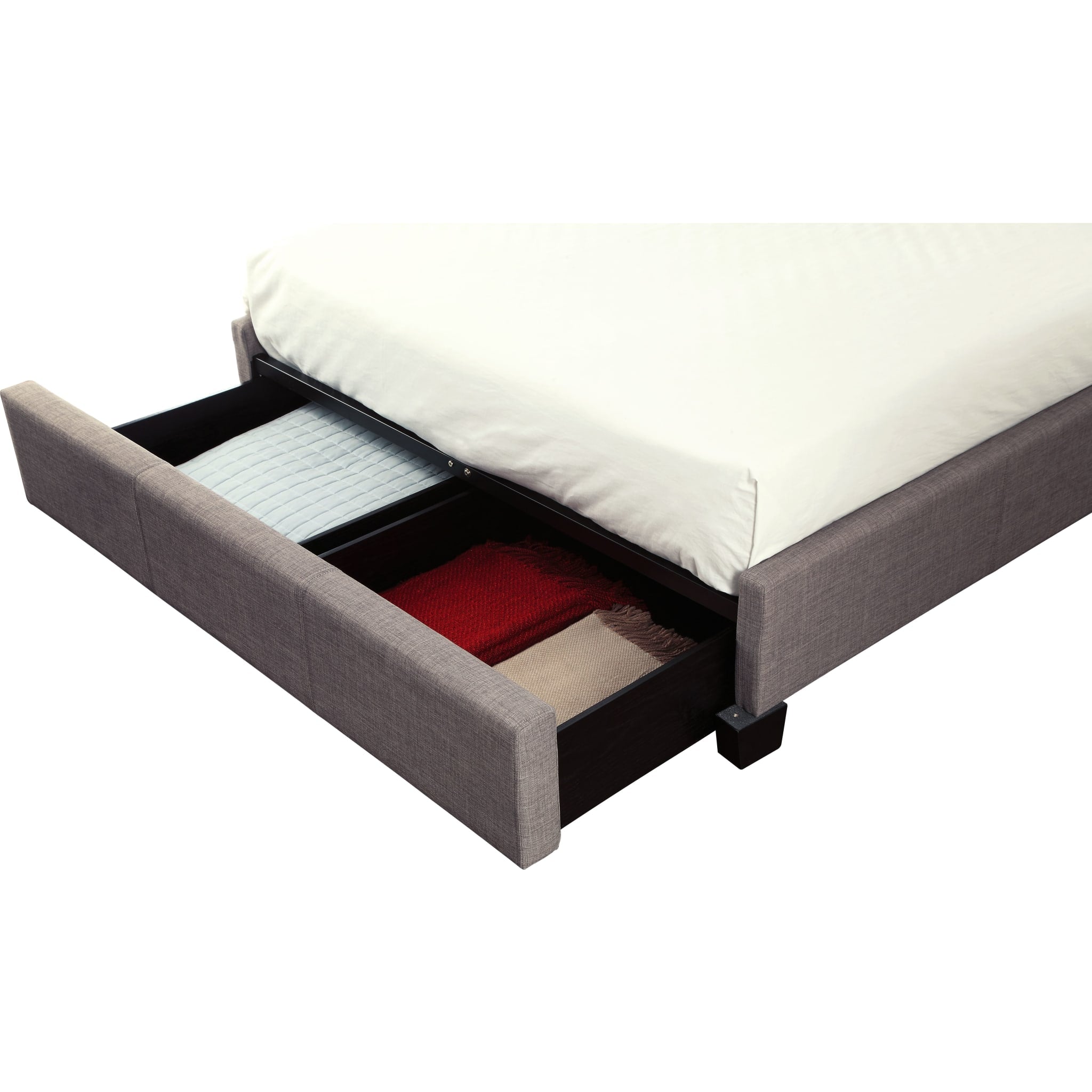 Madeleine Wingback Upholstered Platform Storage Bed - Queen Size Upholstered Bed Frame with Headboard & Underbed Storage | Perfect for Small Bedrooms, Guest Rooms & Modern Apartments
