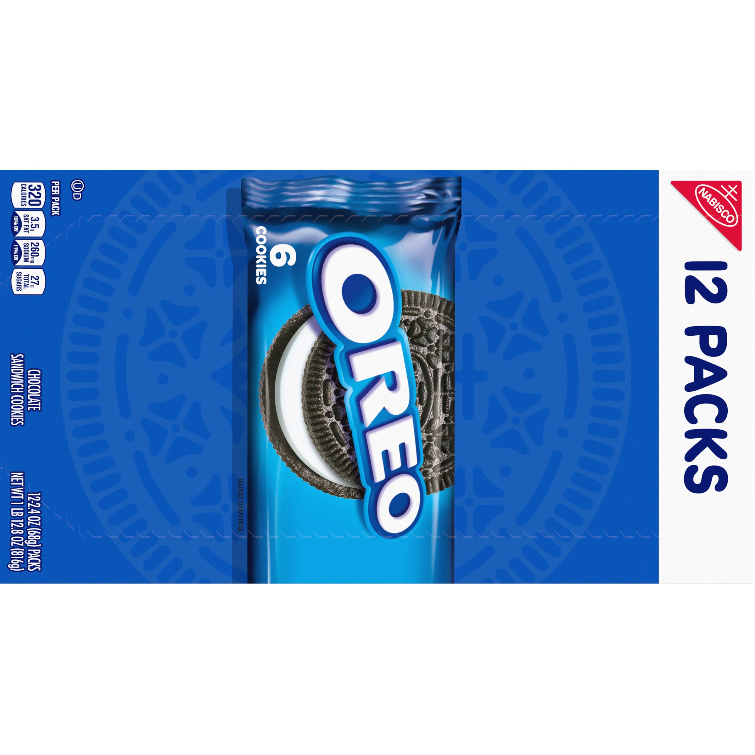 OREO Chocolate Sandwich Cookies, 12 Pack (2.4 oz Each) - Perfect for School Lunch Boxes, Office Snacks & Afternoon Tea Treats