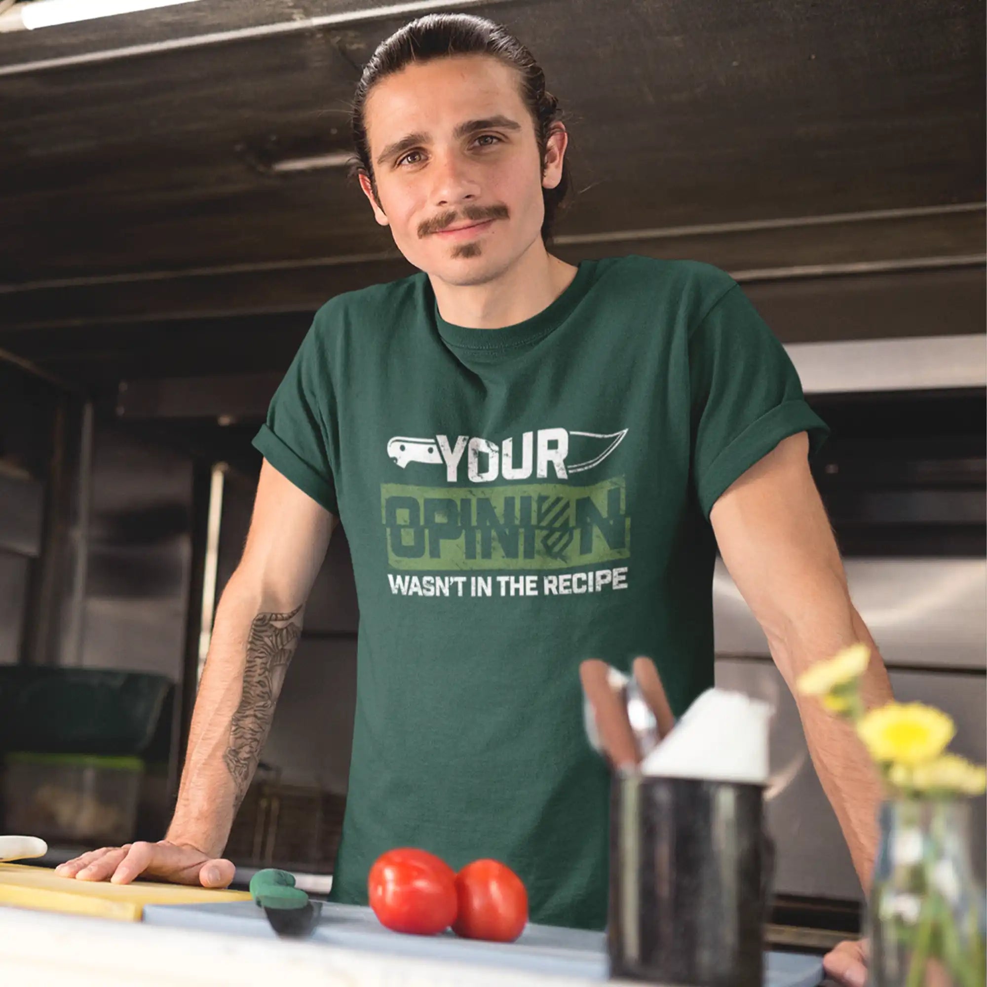 Your Opinion Wasn't in the Recipe T-Shirt - Funny Cooking Sarcasm Tee for Chefs & Bakers - Perfect for Kitchen, BBQ Parties & Food Lovers