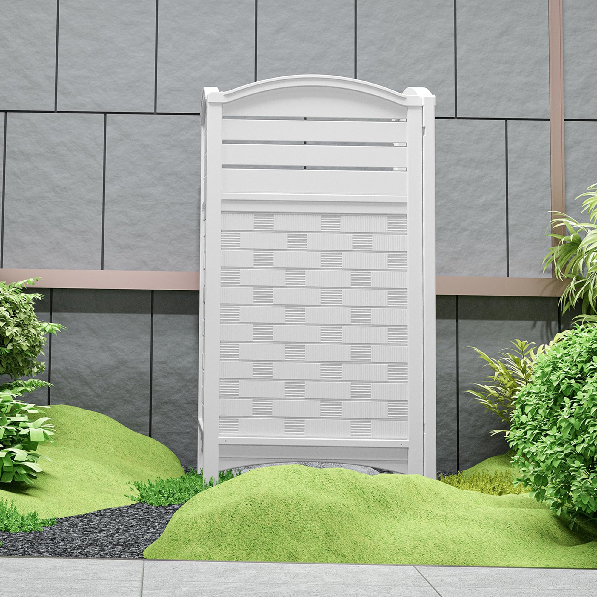 Outdoor Resin Privacy Fence Panels 4-Pack - Durable Weatherproof AC Unit Cover, Trash Can Screen & Pool Equipment Enclosure - Off-White | Perfect for Backyard, Patio & Garden Privacy Solutions