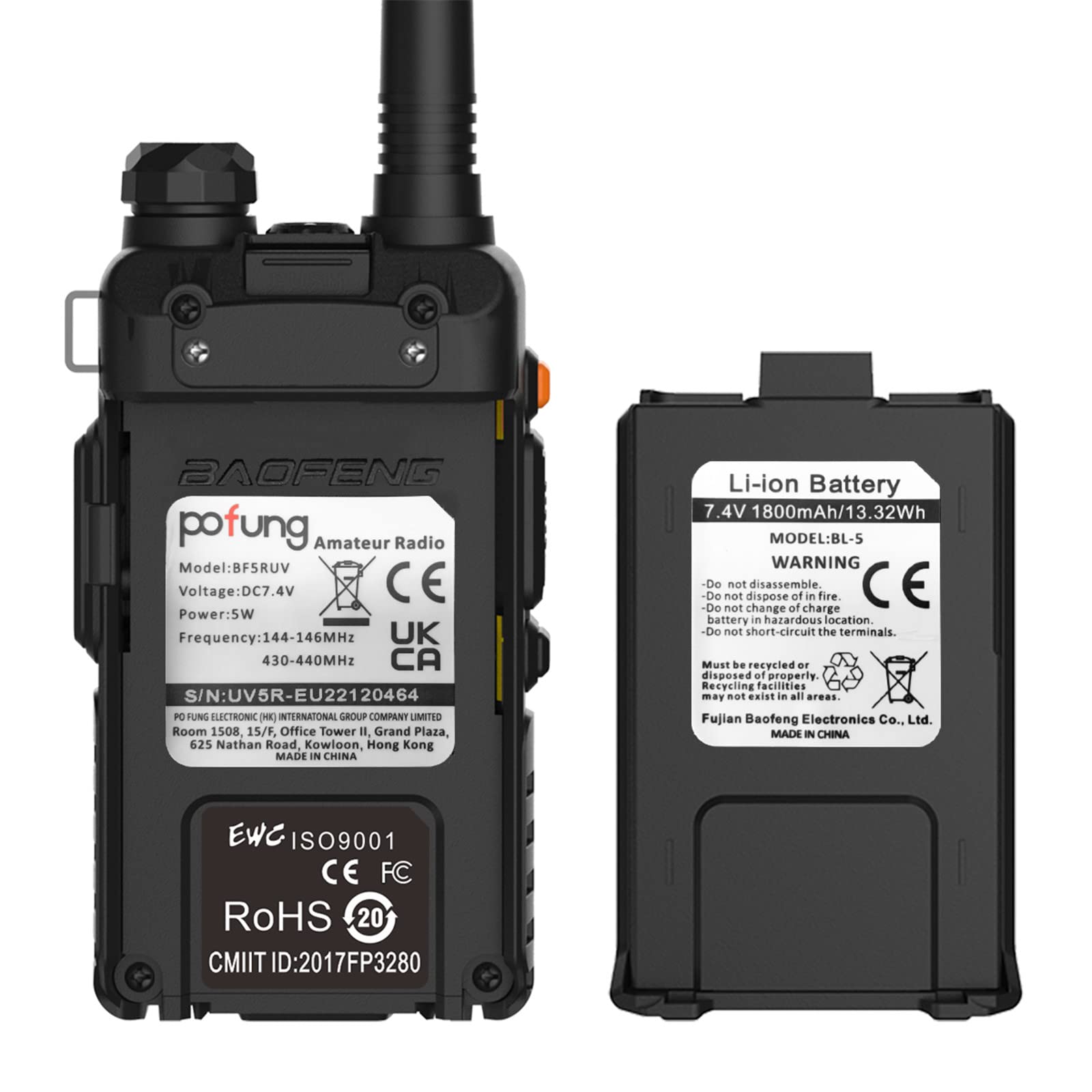 BF5RUV Dual Band VHF/UHF Walkie Talkie Radio (144-146MHz & 430-440MHz) - Long Range Two Way Communication with Charging Cable - Perfect for Outdoor Adventures, Construction Sites & Emergency Preparedness (2-Pack)