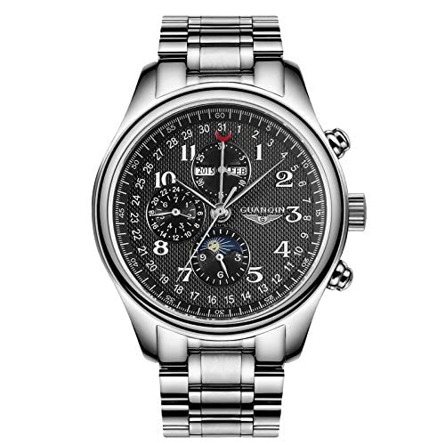 Luxury Automatic Mechanical Men's Wrist Watch with Moon Phase - Waterproof Stainless Steel Business Casual Watch for Men | Perfect for Office, Formal Events & Everyday Wear