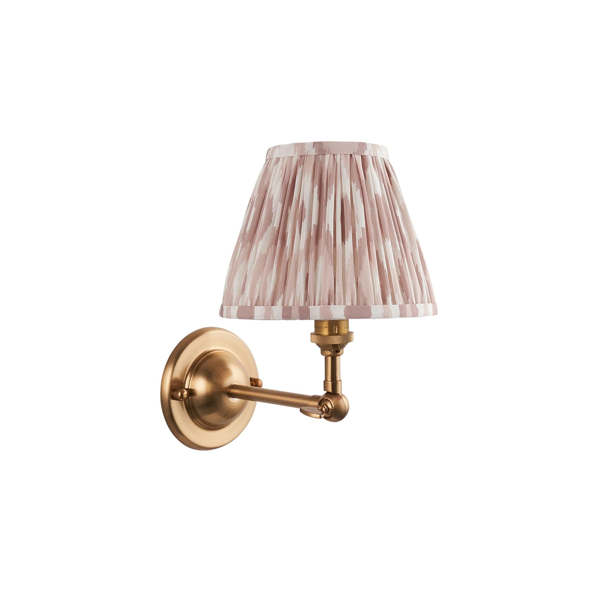 Vintage Dome Wing Brass Wall Light with Ikat 16cm Neutral Shade - Perfect for Bedroom, Living Room & Hallway Lighting