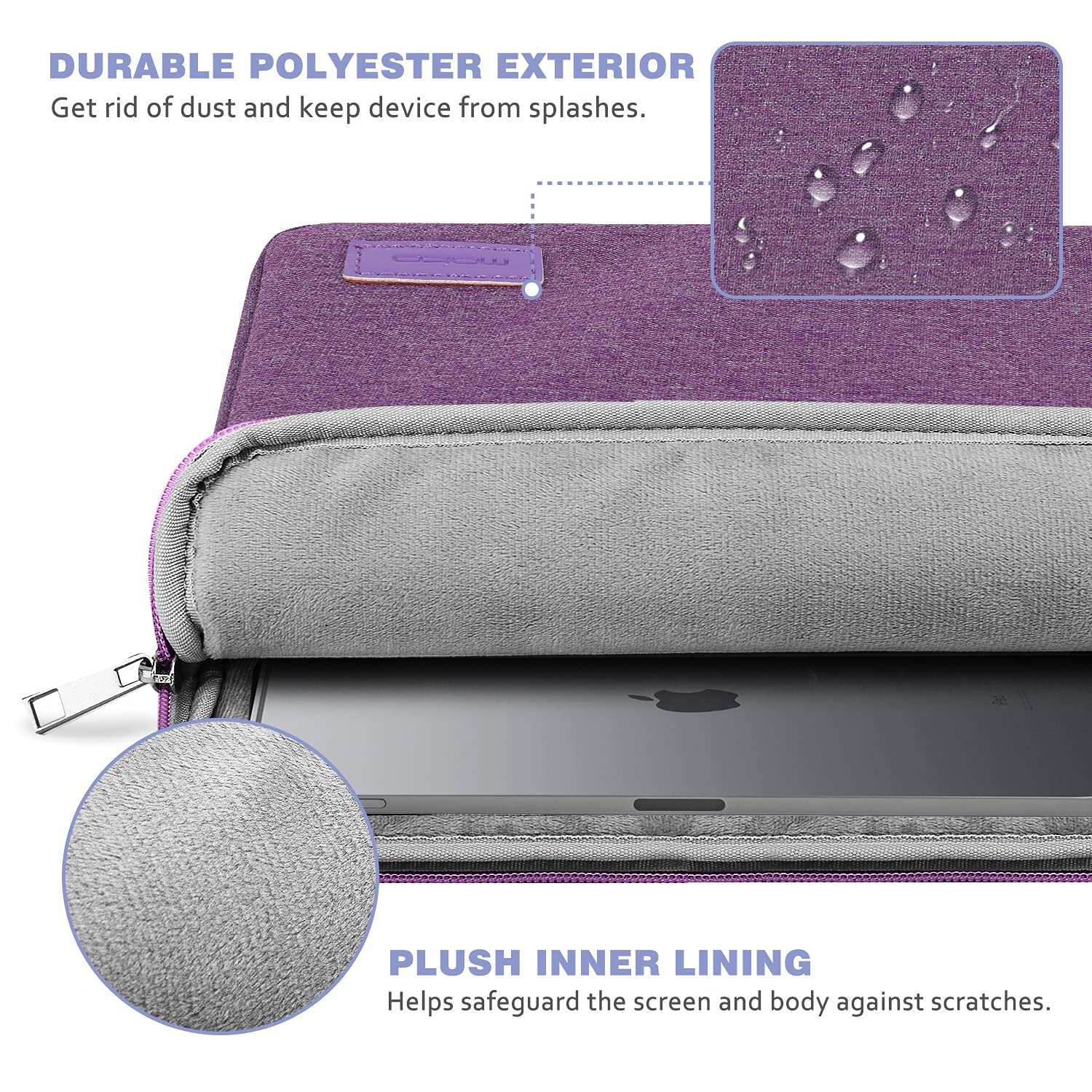 MoKo 9-11 Inch Tablet Sleeve Case - Protective Cover for iPad Air M3, iPad Pro 11 M4/Air M2, iPad 10/9/8/7th Gen (2025 Models) - Lightweight & Durable Purple Carrying Bag - Perfect for Travel, Office & School Use