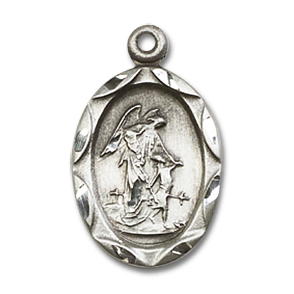 Sterling Silver Guardian Angel Pendant Necklace - 3/4 x 3/8 Inch Religious Jewelry with 18