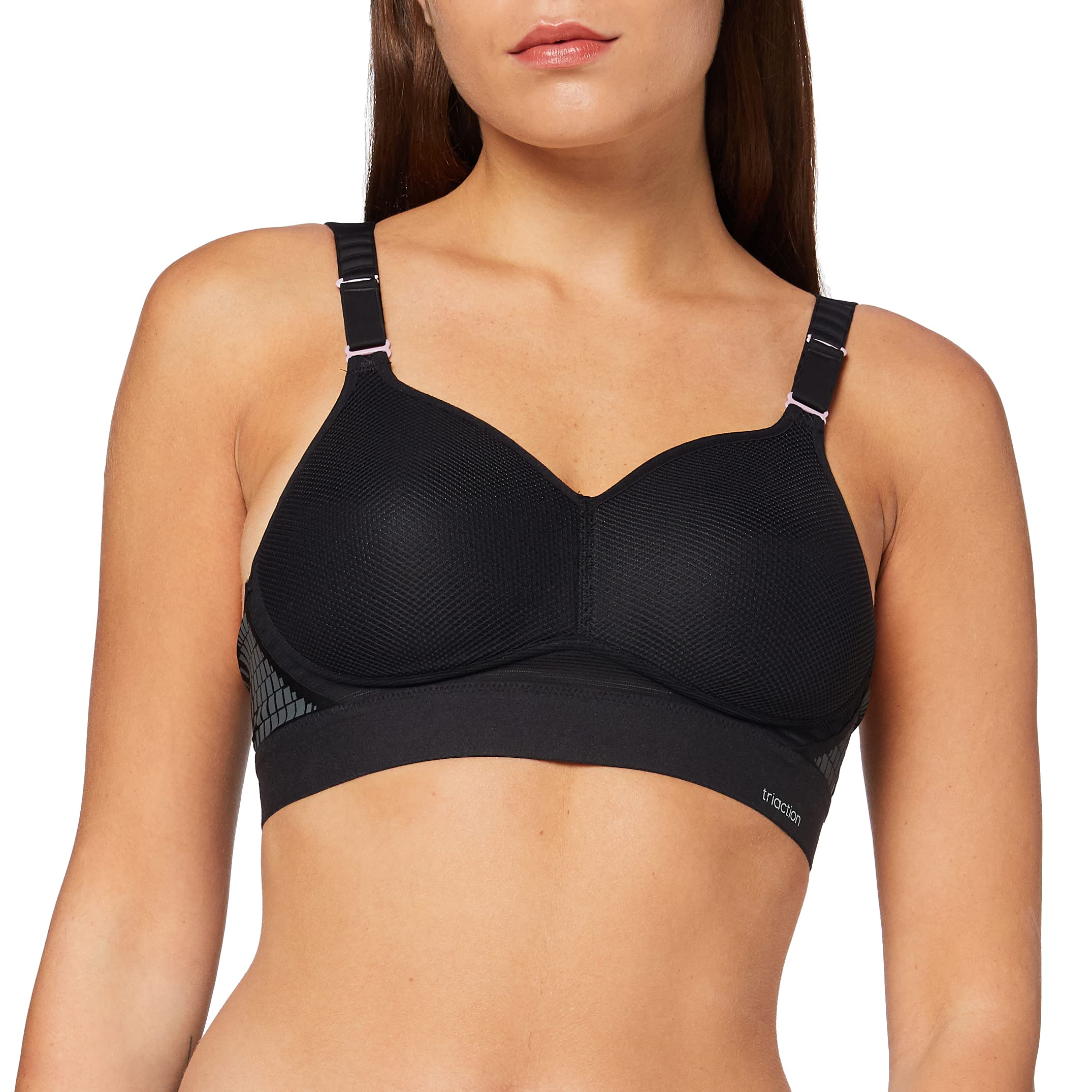 Triumph Triaction Hybrid Lite P Padded Non-Wired Sports Bra - Breathable Support for Running, Yoga & Gym Workouts - Black (0004) 38A CS