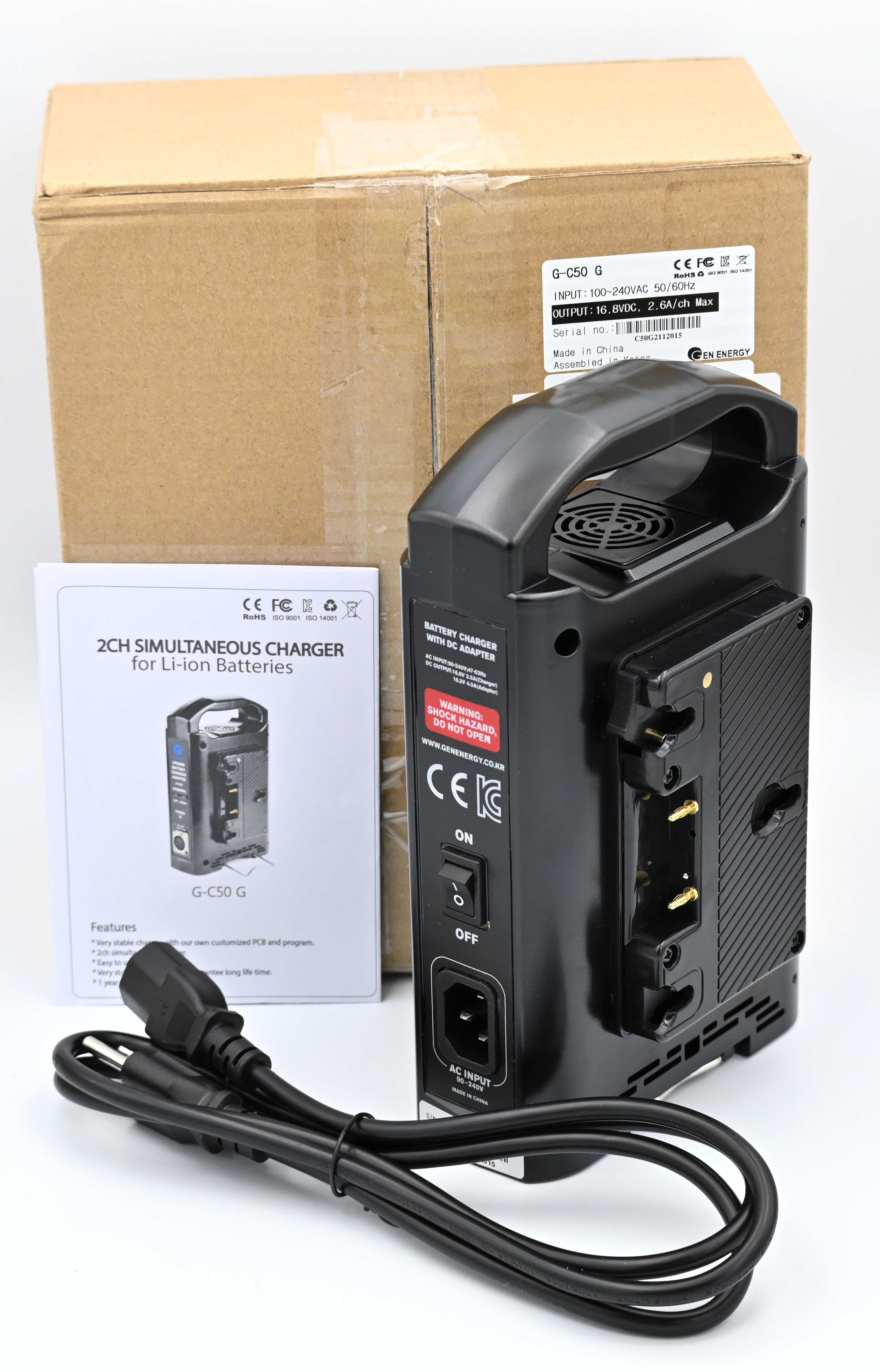 OPEN BOX EXCELLENT GEN ENERGY 2 Channel Gold Mount Battery Charger - Professional Camera & Video Equipment Power Solution for Filmmakers & Photographers