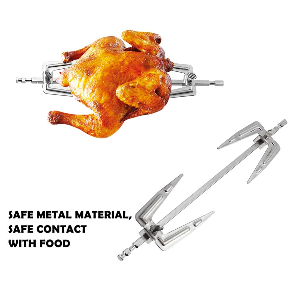 Stainless Steel Air Fryer Fork & Grill Rotisserie Forks - 28cm Professional BBQ Meat Spit Rods for Chicken, Rotisserie & Grilling - Universal Roasting Tool for Home Kitchen, Camping & Outdoor Cooking