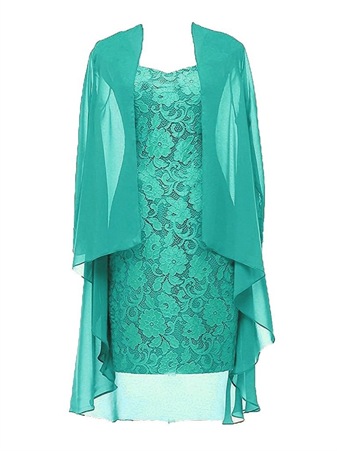 Elegant 3/4 Sleeve Lace Chiffon Mother of the Bride Dress - Formal Evening Gown in Cyan Blue - Size 20W - Perfect for Weddings, Galas & Special Occasions